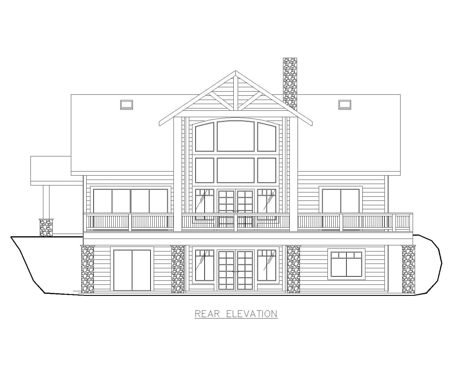 Home Plan Rear Elevation of this 3-Bedroom,3710 Sq Ft Plan -132-1756
