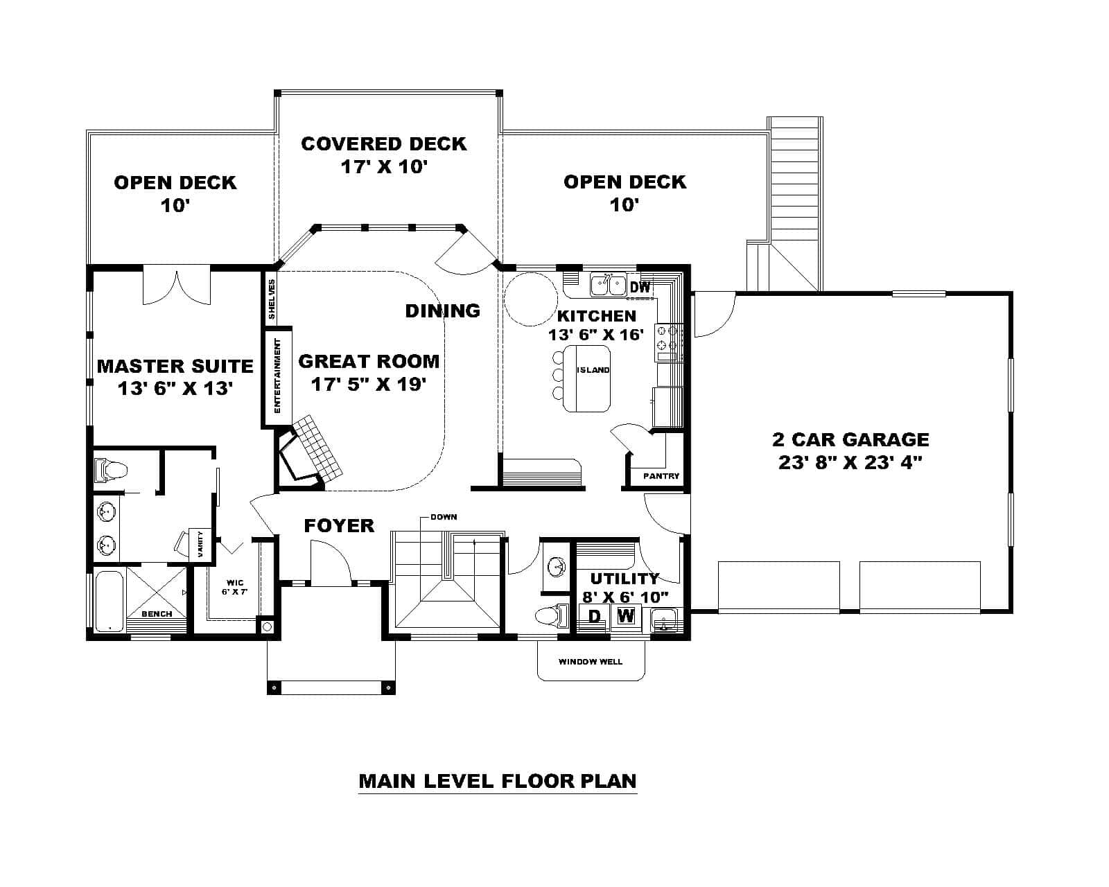 Main Level of Rustic Plan #132-1757