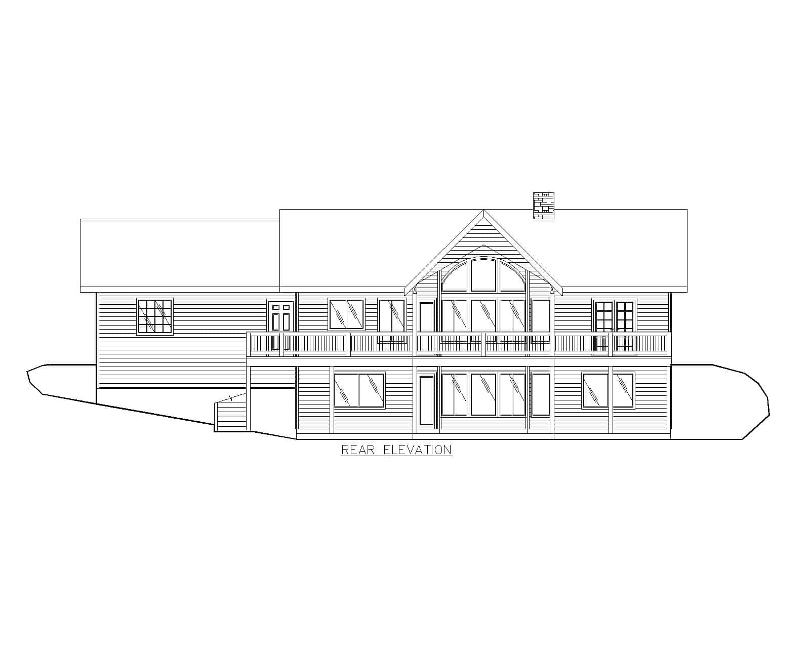 Home Plan Rear Elevation of this 4-Bedroom,2544 Sq Ft Plan -132-1757
