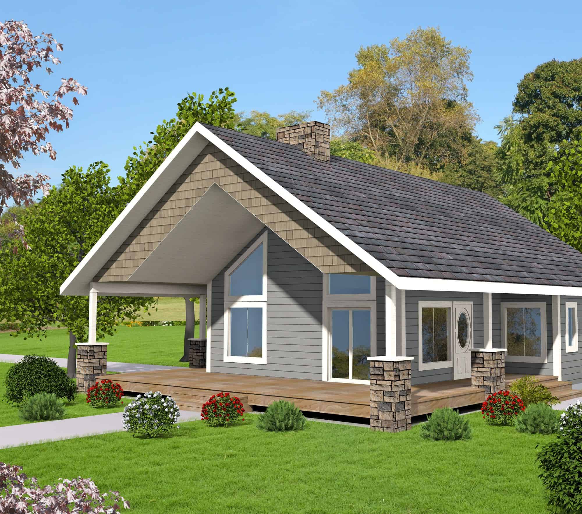 Front elevation of Craftsman home (ThePlanCollection: House Plan #132-1758)