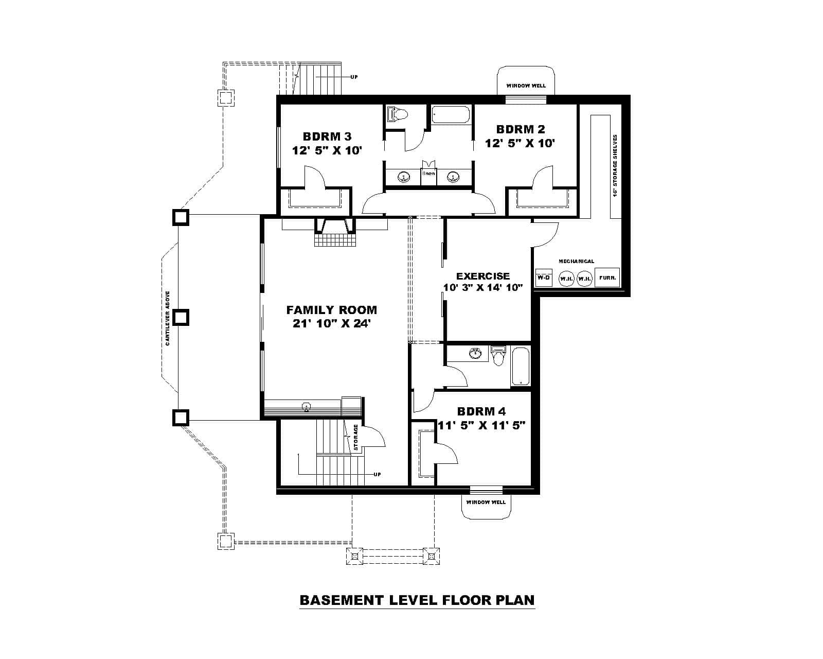 Basement of Rustic Plan #132-1760