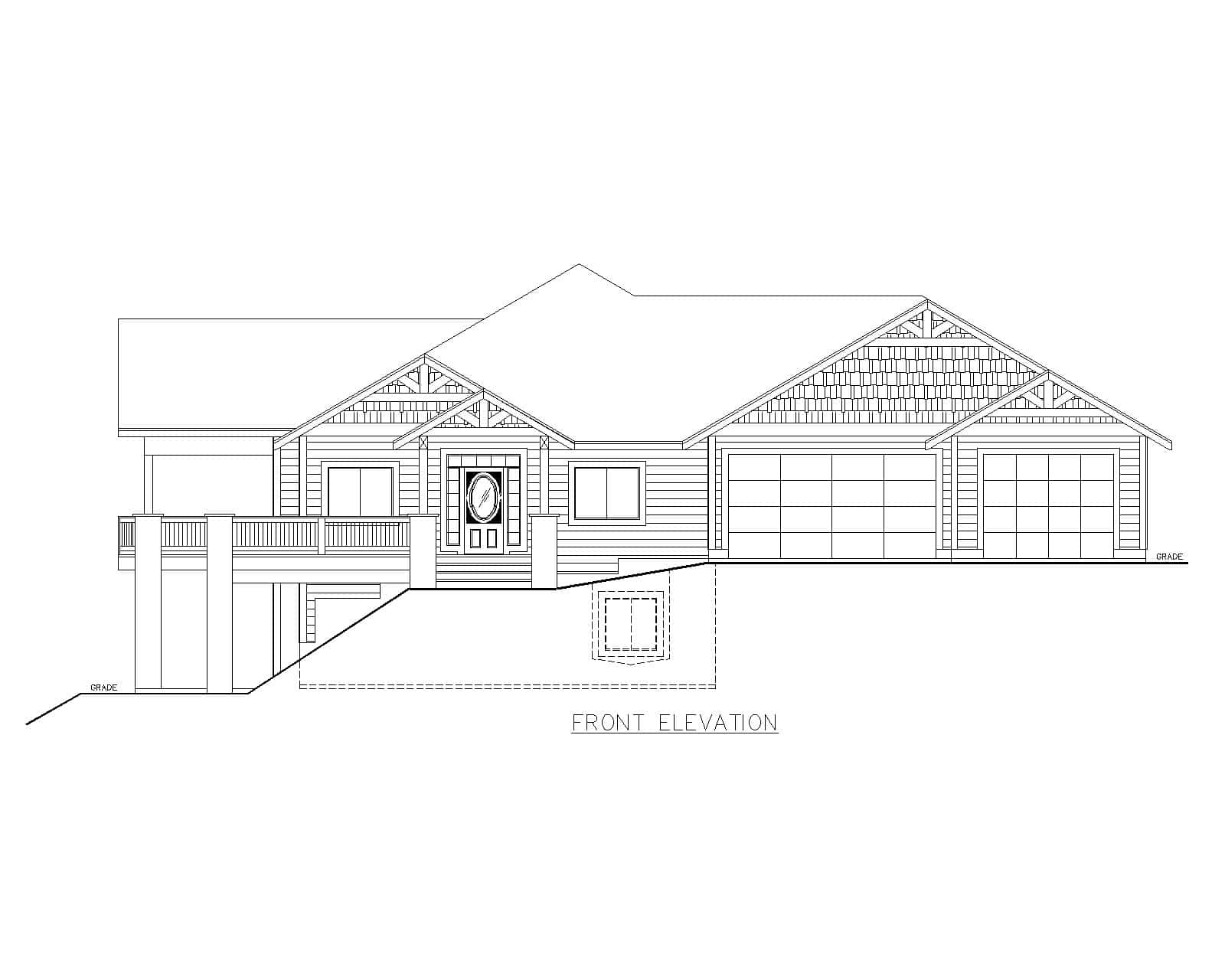 Home Plan Front Elevation of this 5-Bedroom,3744 Sq Ft Plan -132-1760