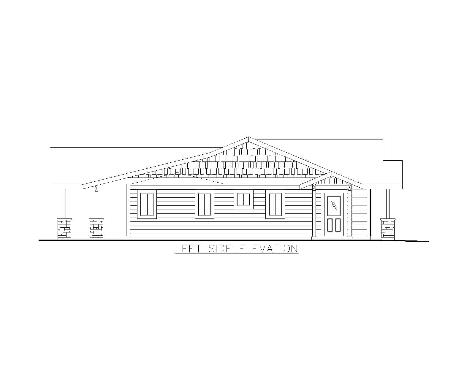 Home Plan Left Elevation of this 3-Bedroom,1826 Sq Ft Plan -132-1761