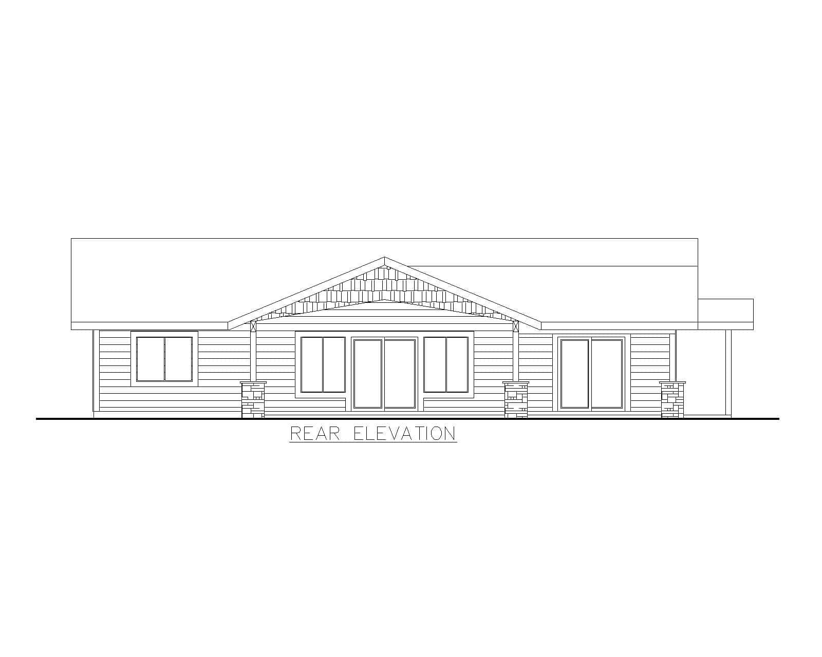 Home Plan Rear Elevation of this 3-Bedroom,1826 Sq Ft Plan -132-1761