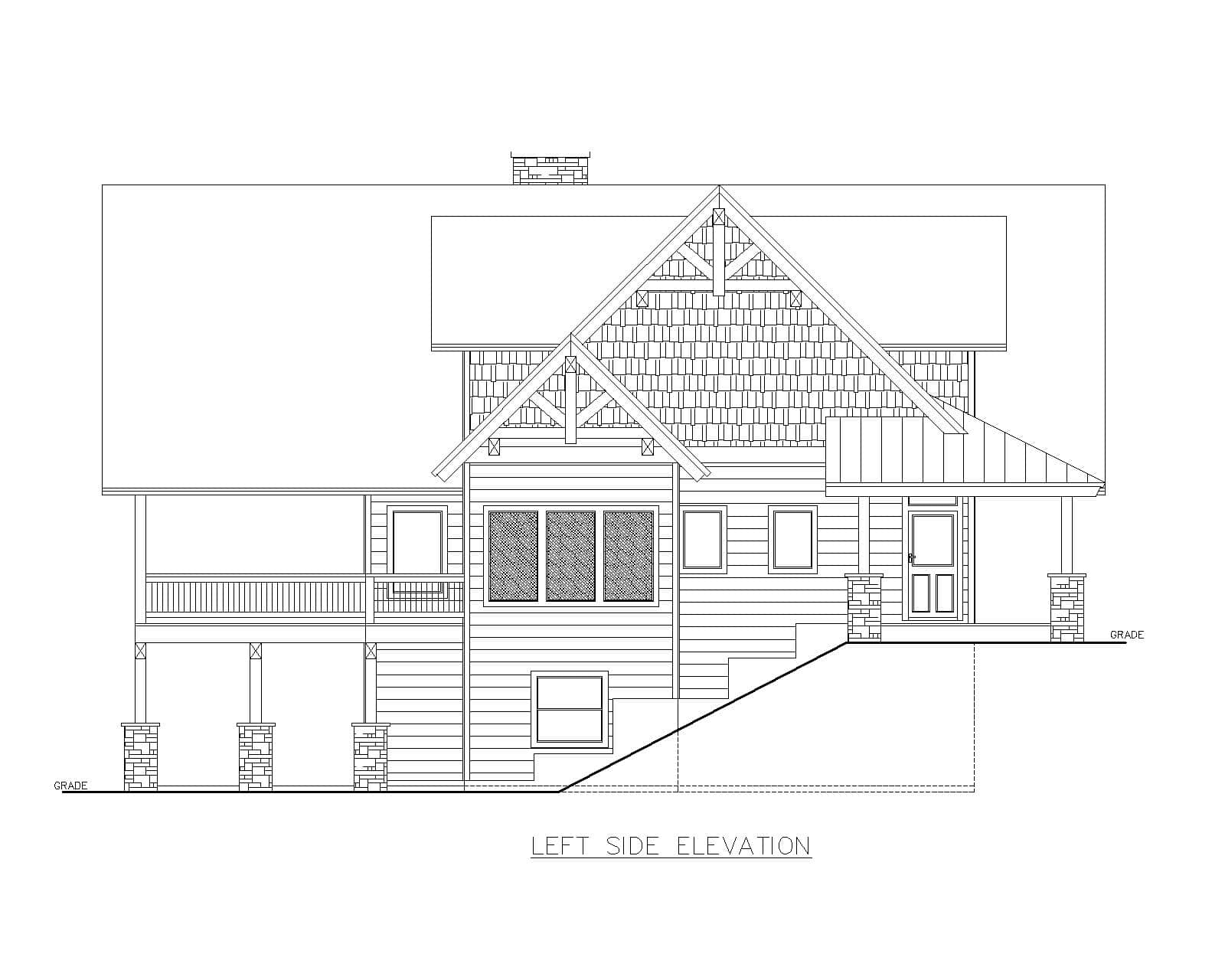 Home Plan Left Elevation of this 3-Bedroom,2727 Sq Ft Plan -132-1762