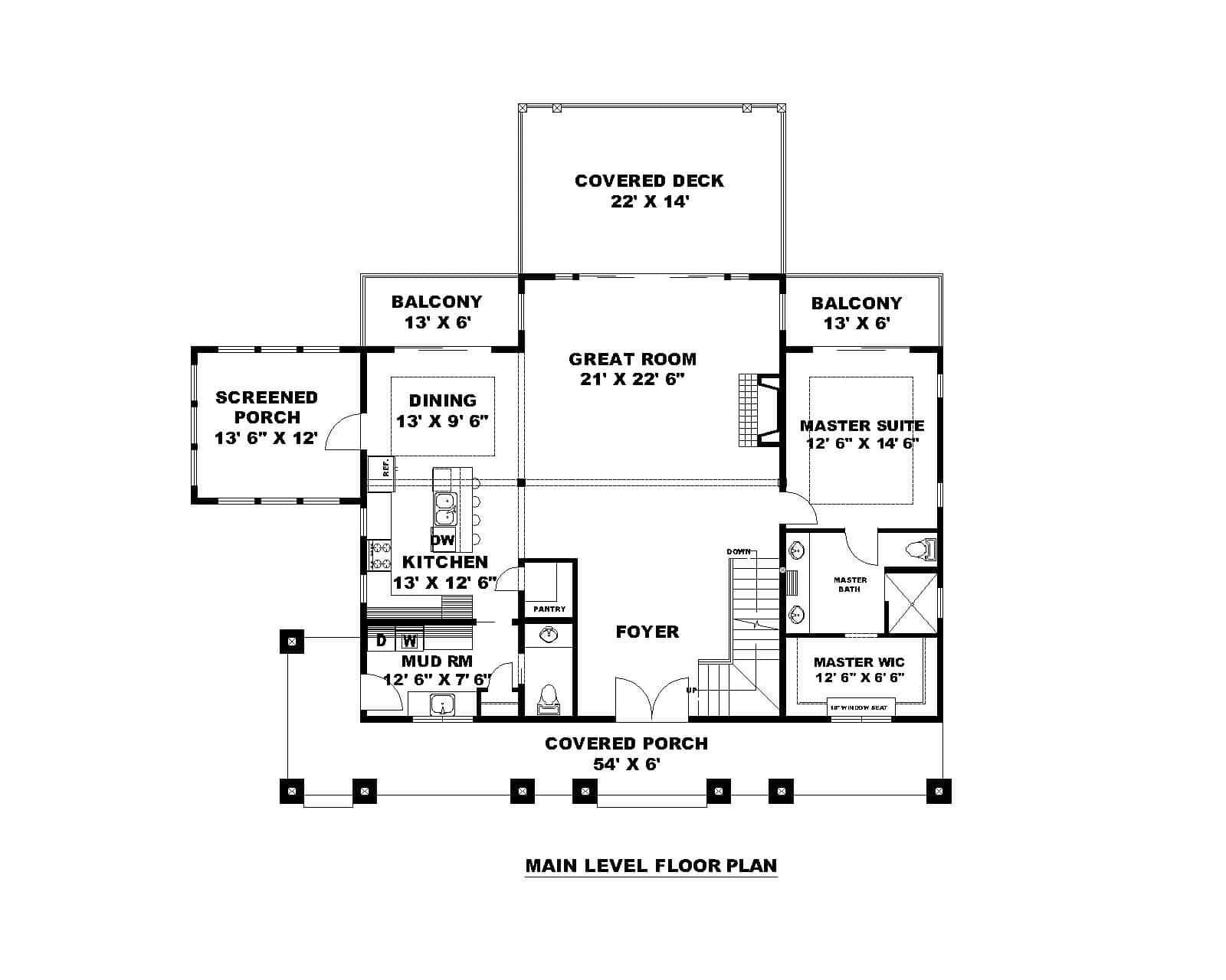 Main Level of Rustic Plan #132-1762