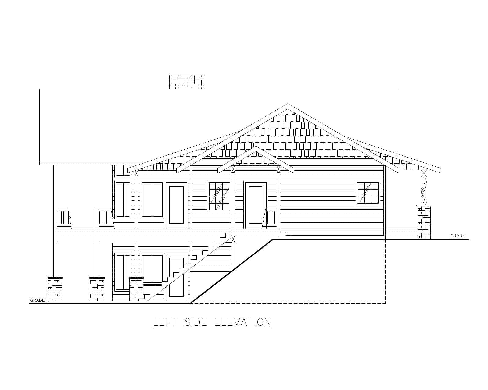 Home Plan Left Elevation of this 5-Bedroom,2972 Sq Ft Plan -132-1763