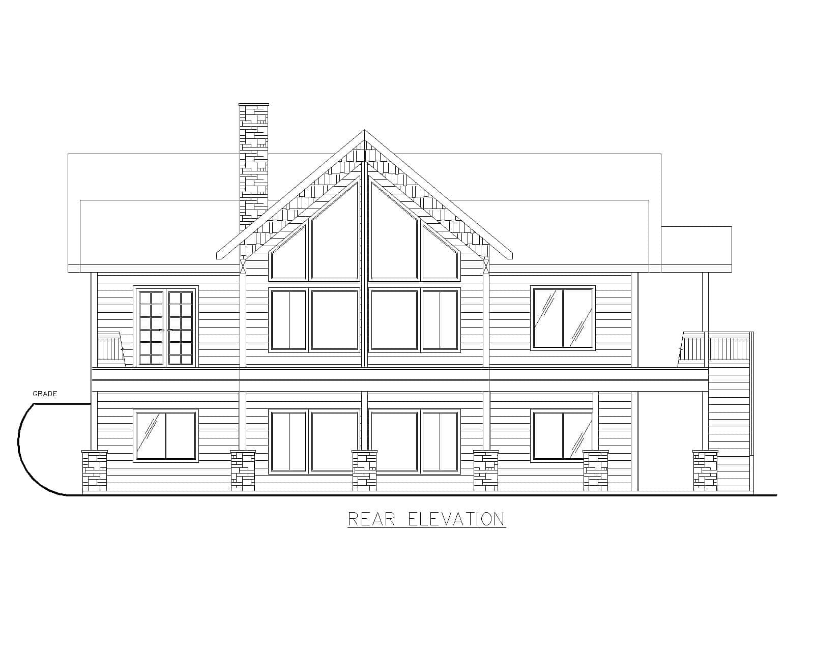Home Plan Rear Elevation of this 5-Bedroom,2972 Sq Ft Plan -132-1763