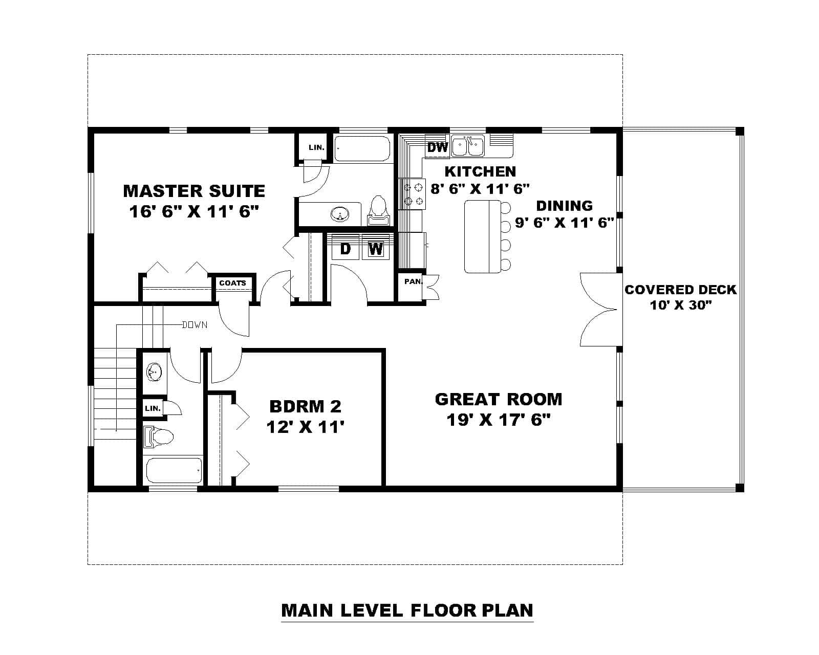 Main Level of Garage w/Apartments Plan #132-1764