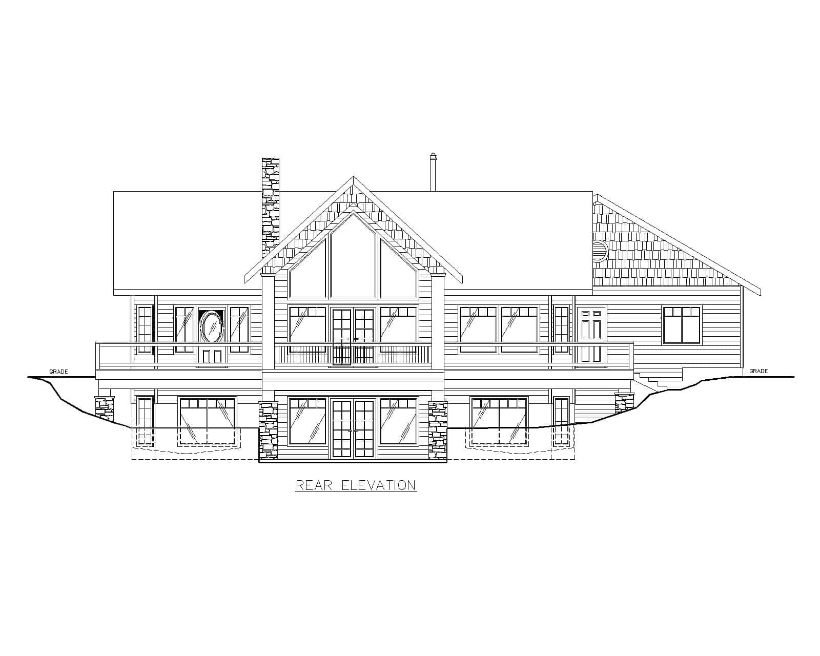 Home Plan Rear Elevation of this 2-Bedroom,3294 Sq Ft Plan -132-1765
