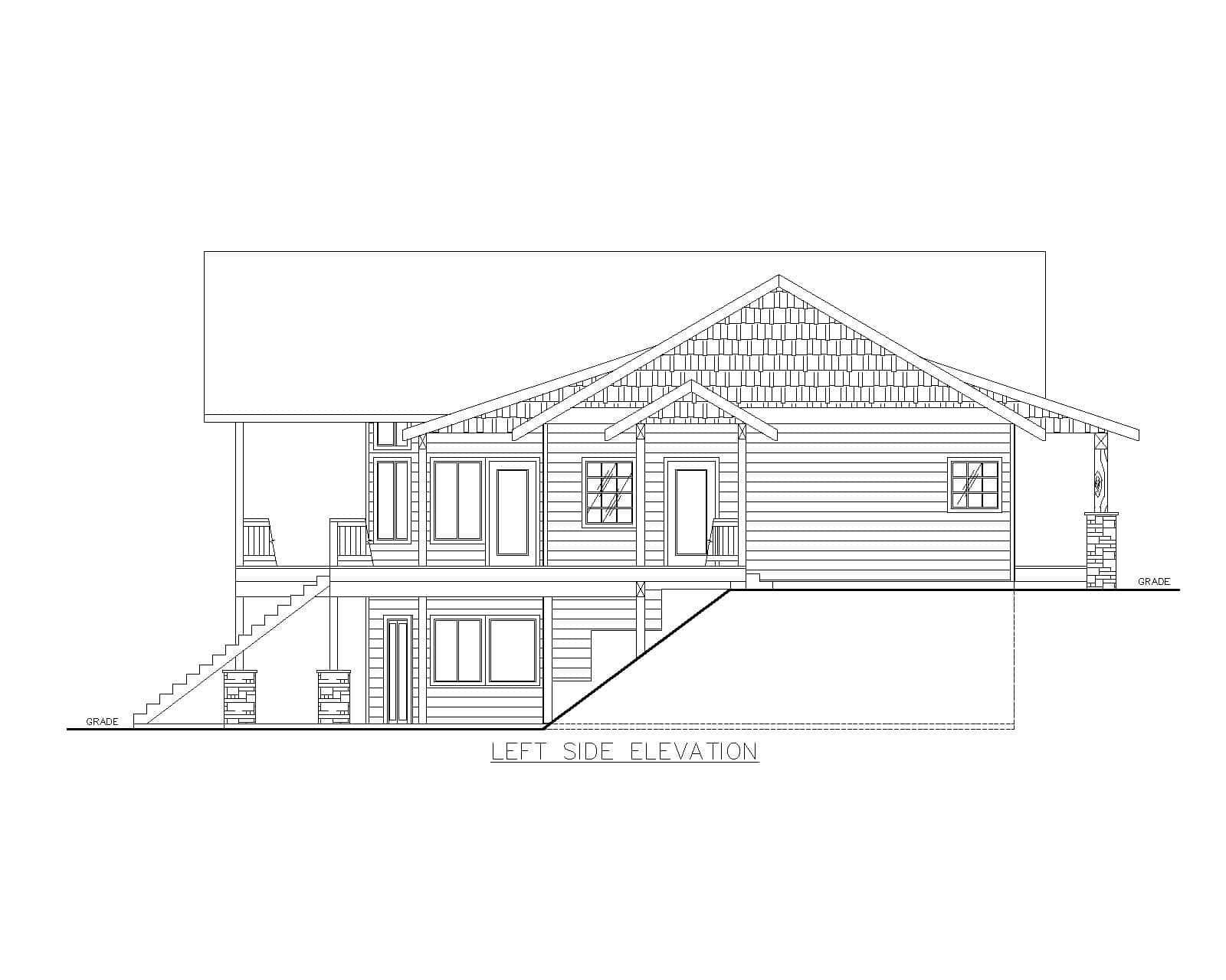 Home Plan Left Elevation of this 1-Bedroom,1697 Sq Ft Plan -132-1766