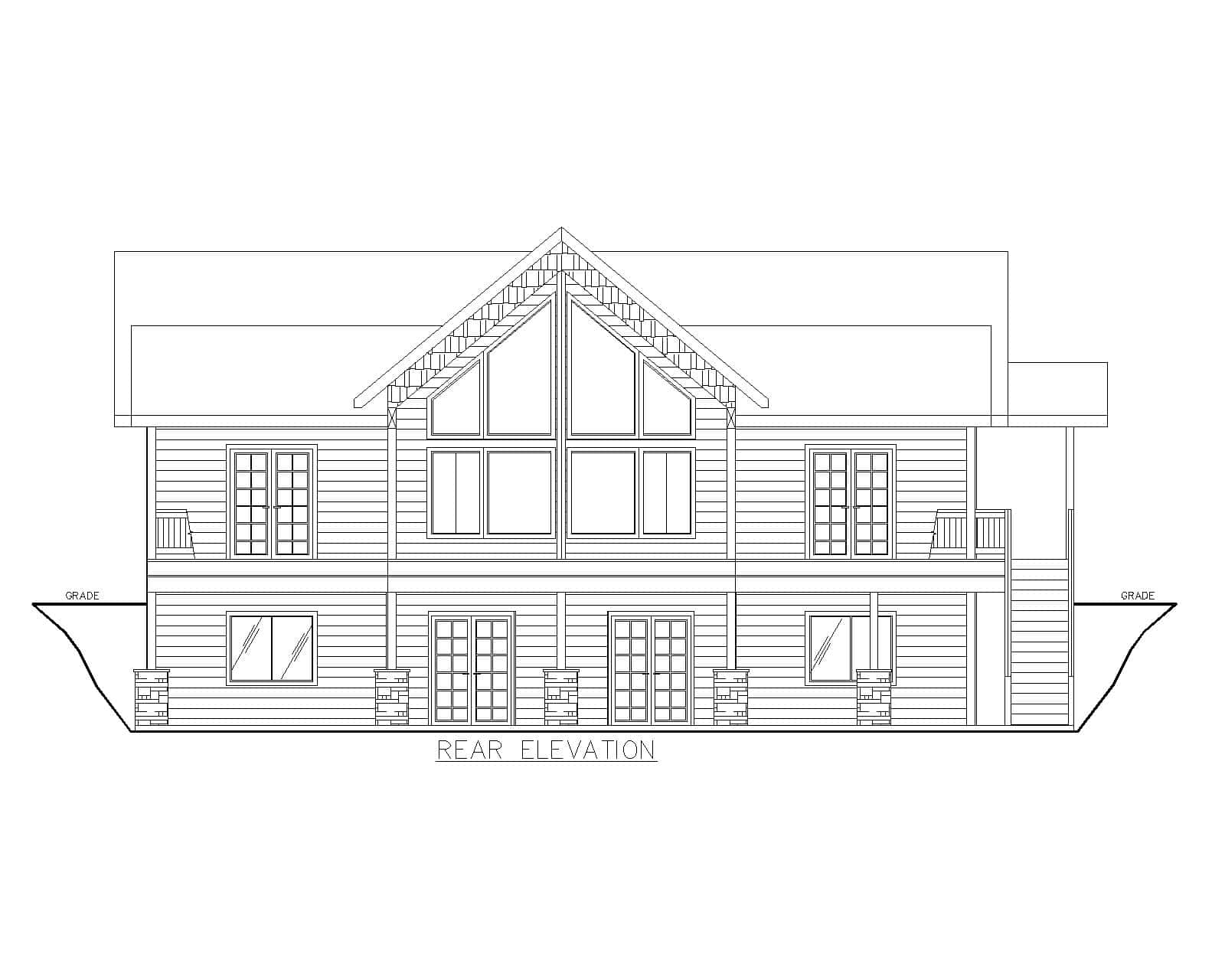 Home Plan Rear Elevation of this 1-Bedroom,1697 Sq Ft Plan -132-1766