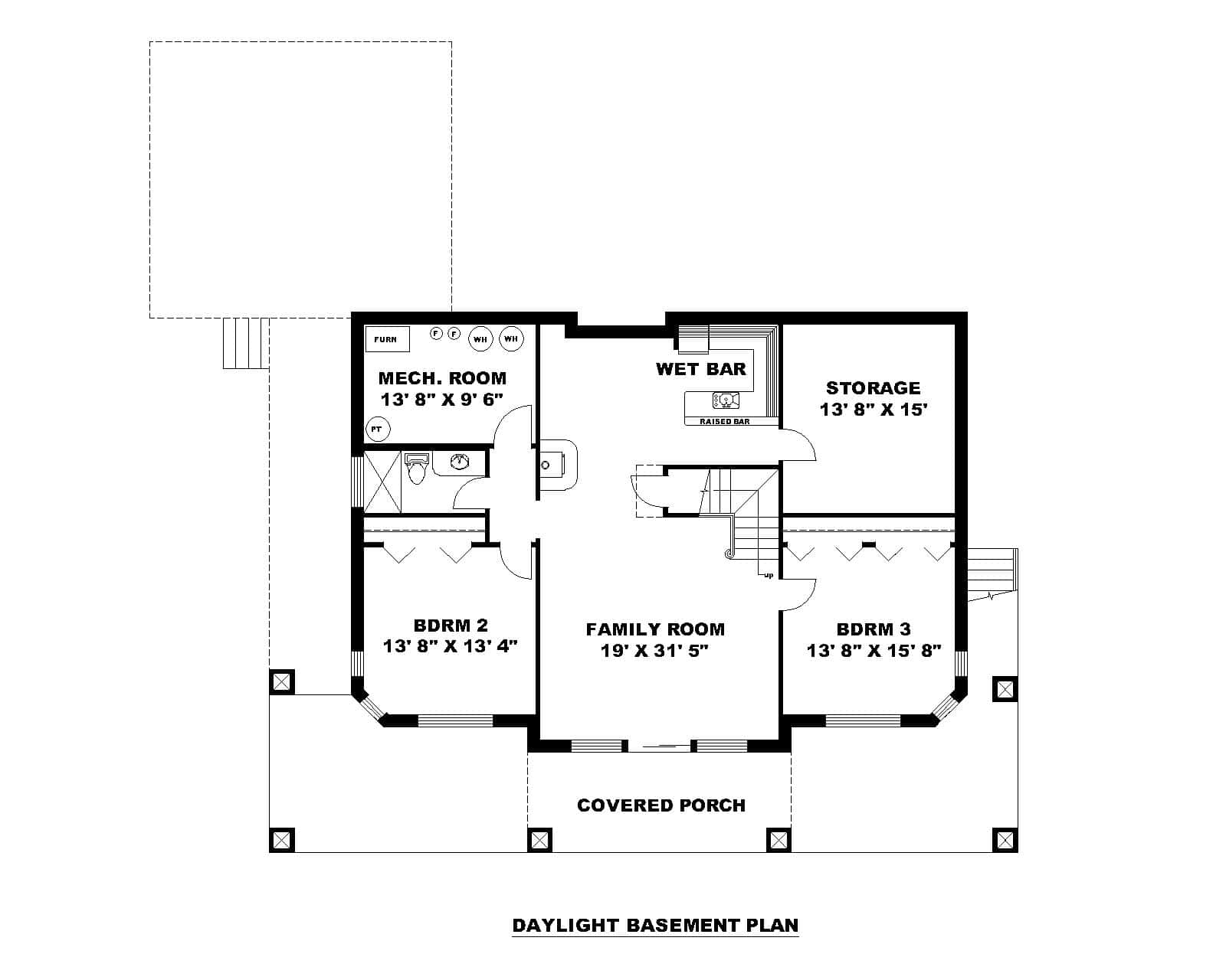 Basement of Bungalow Plan #132-1767
