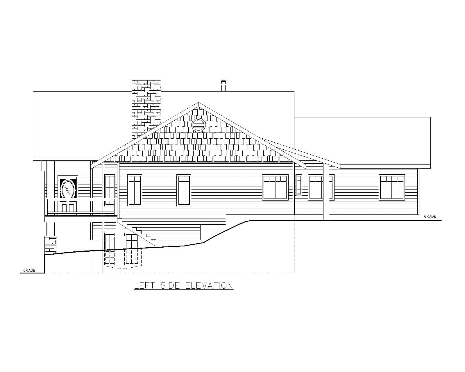 Home Plan Left Elevation of this 3-Bedroom,3304 Sq Ft Plan -132-1767