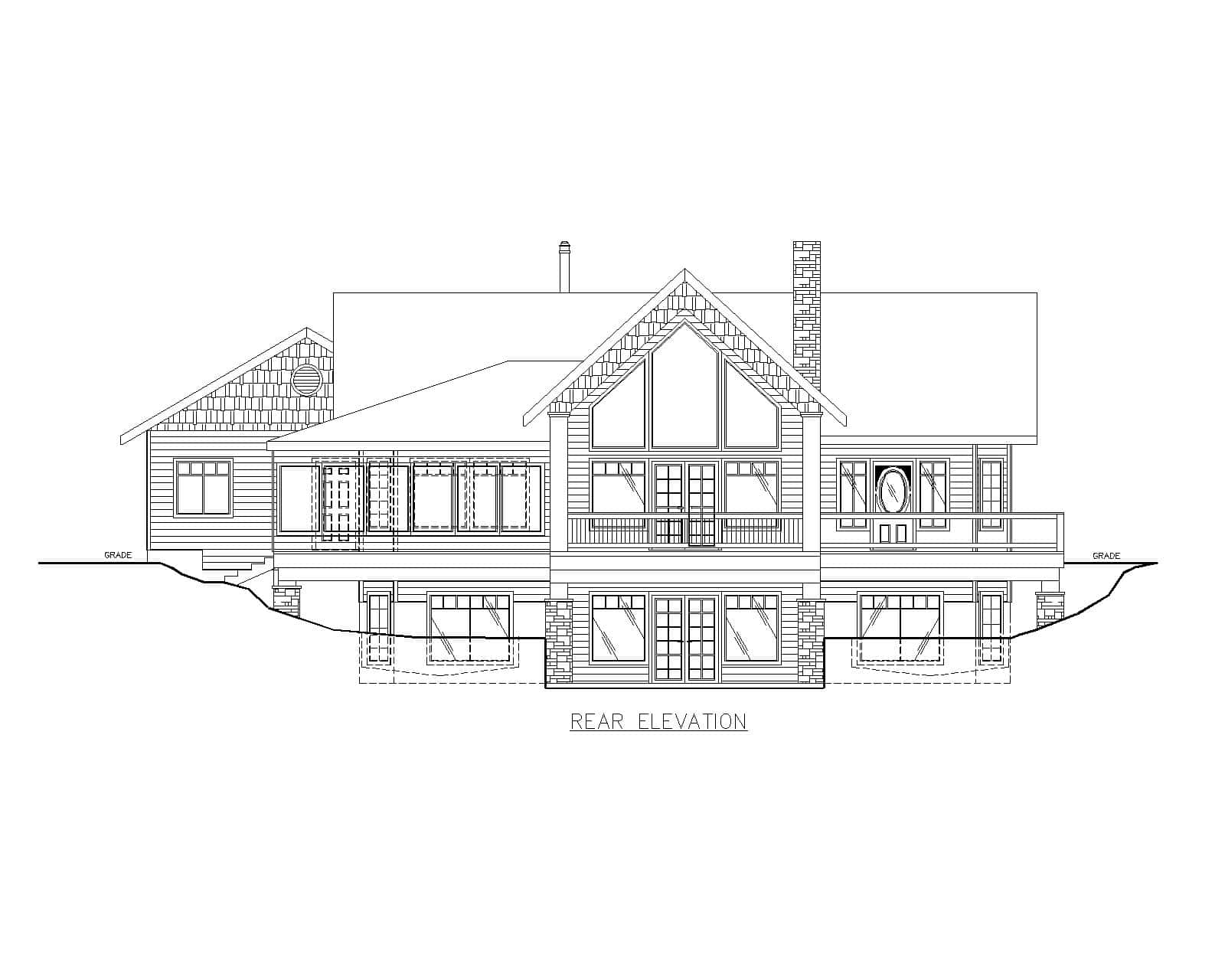 Home Plan Rear Elevation of this 3-Bedroom,3304 Sq Ft Plan -132-1767