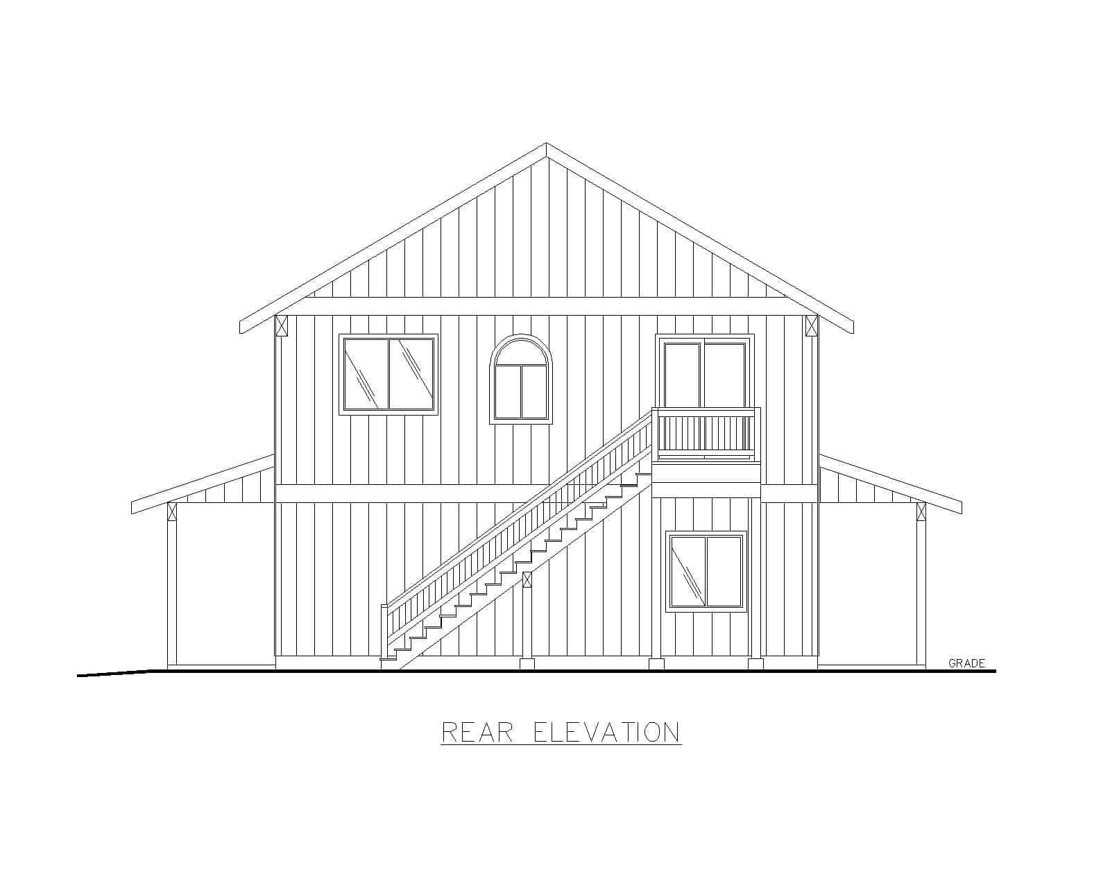 Home Plan Rear Elevation of this 3-Bedroom,1901 Sq Ft Plan -132-1768