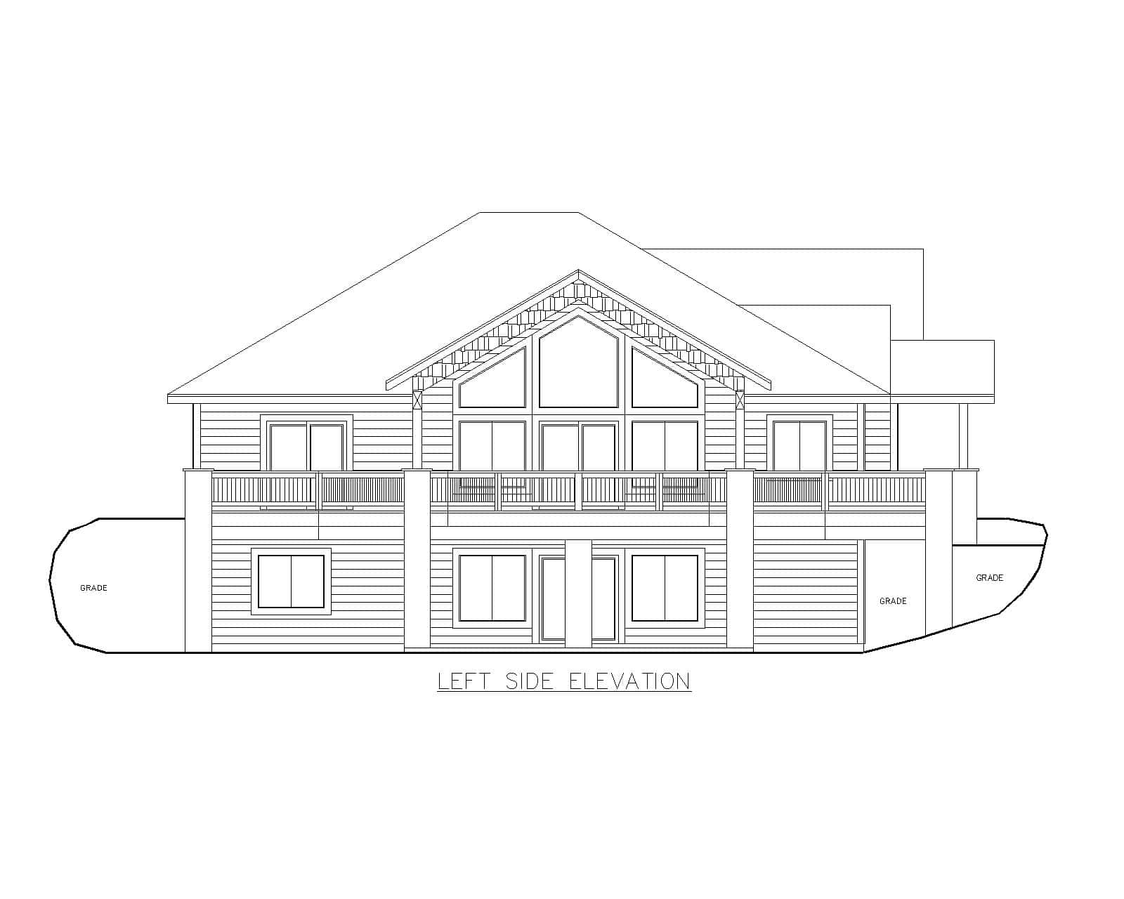 Home Plan Left Elevation of this 5-Bedroom,3916 Sq Ft Plan -132-1769
