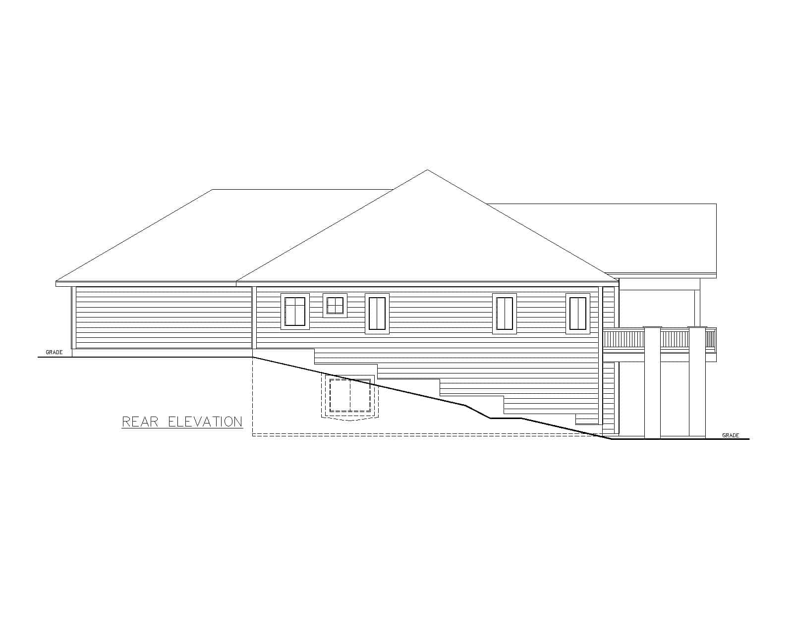 Home Plan Rear Elevation of this 5-Bedroom,3916 Sq Ft Plan -132-1769