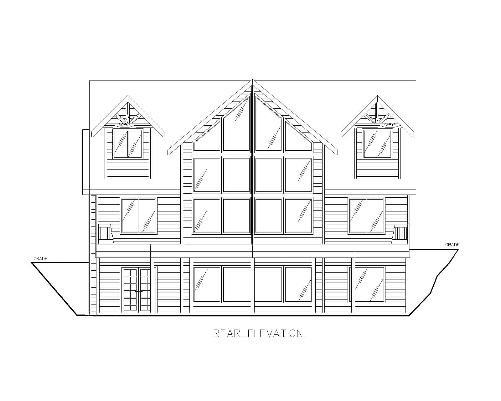 Home Plan Rear Elevation of this 3-Bedroom,3717 Sq Ft Plan -132-1770