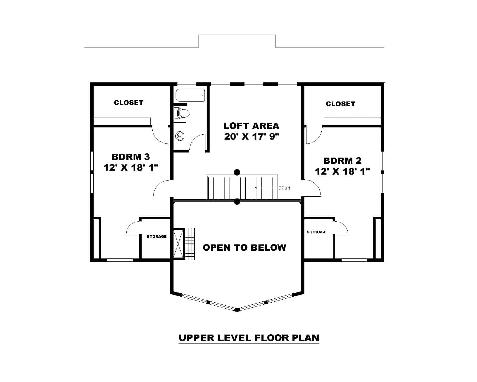 Upper Level of Rustic Plan #132-1770