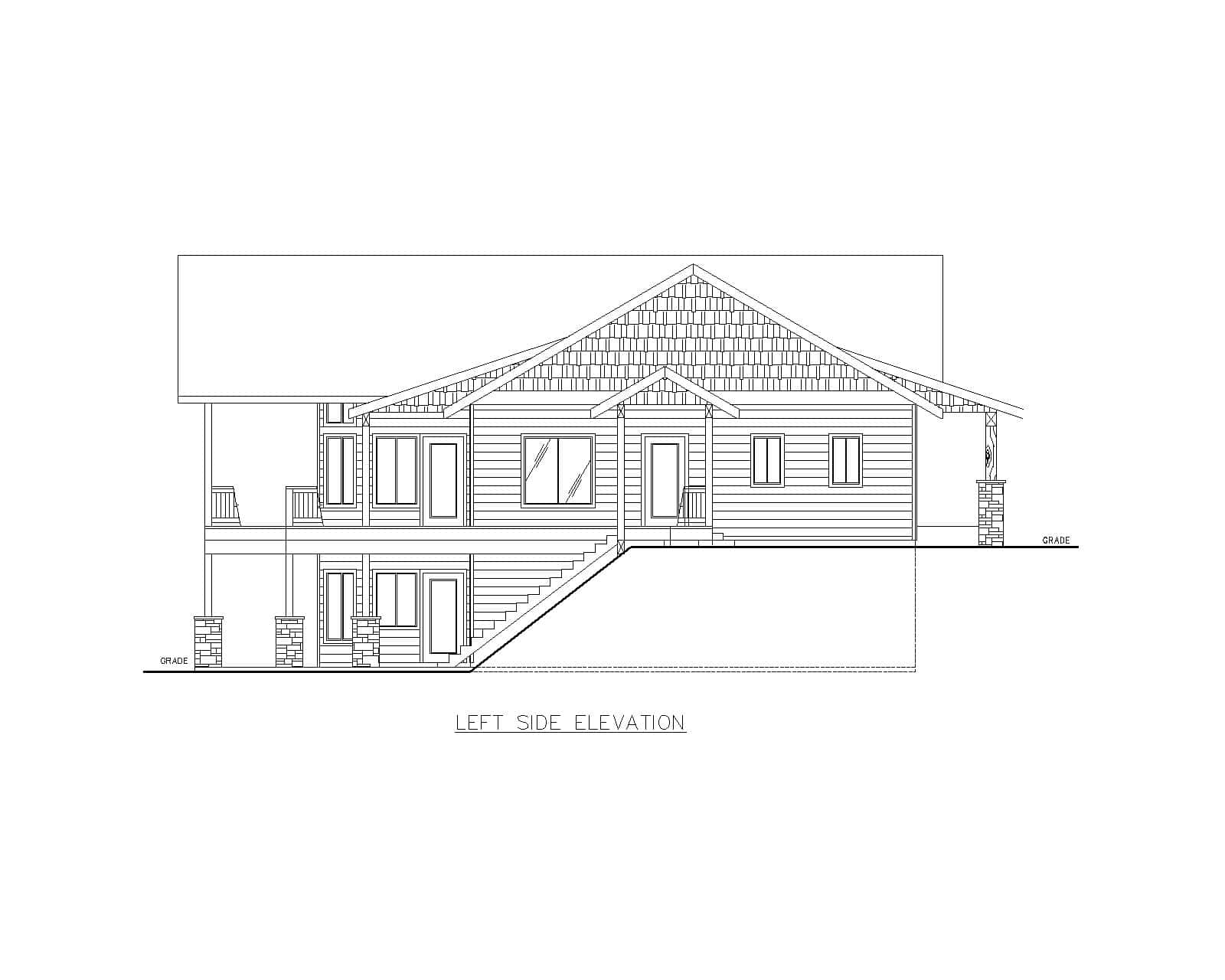 Home Plan Left Elevation of this 4-Bedroom,3729 Sq Ft Plan -132-1771