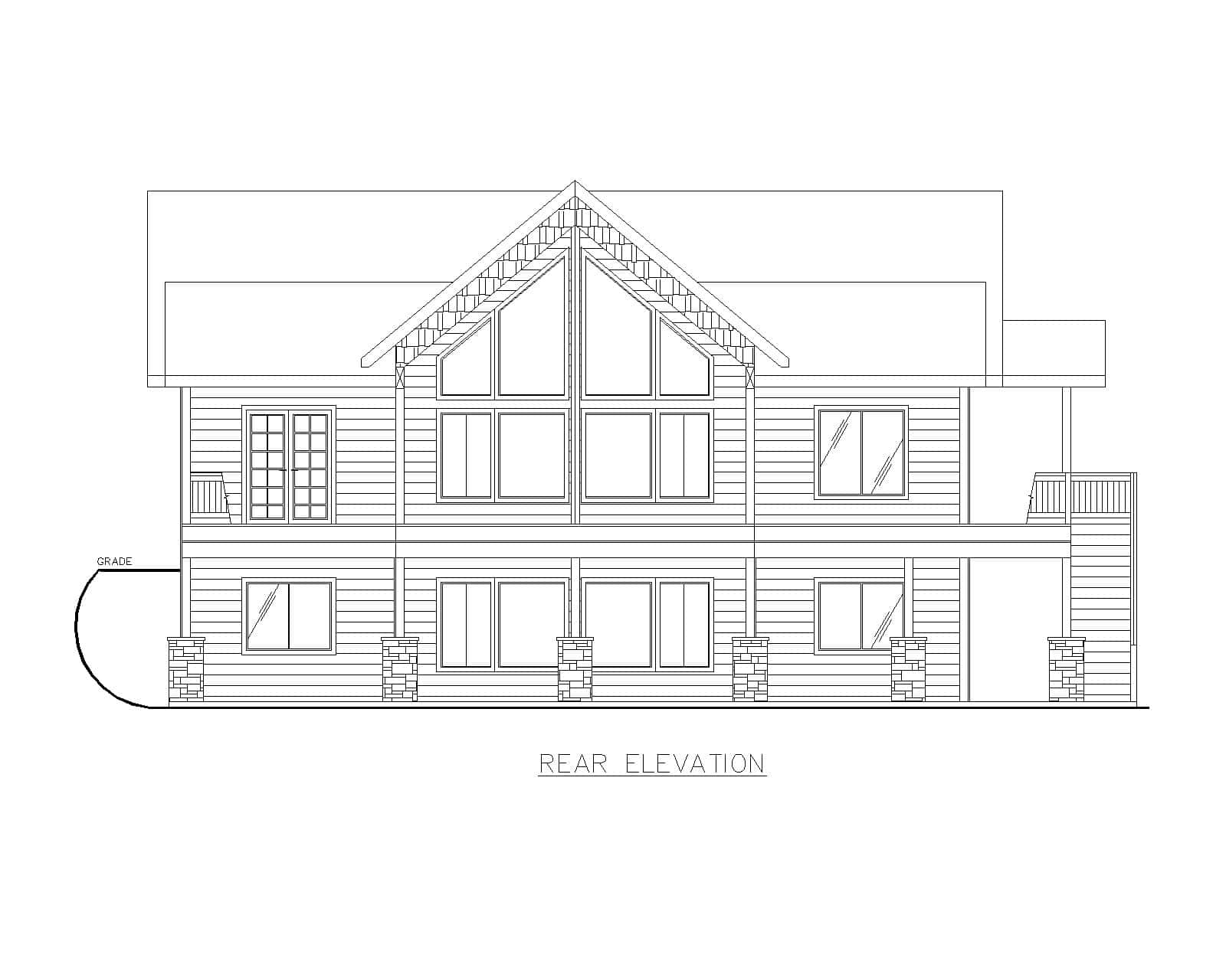 Home Plan Rear Elevation of this 4-Bedroom,3729 Sq Ft Plan -132-1771