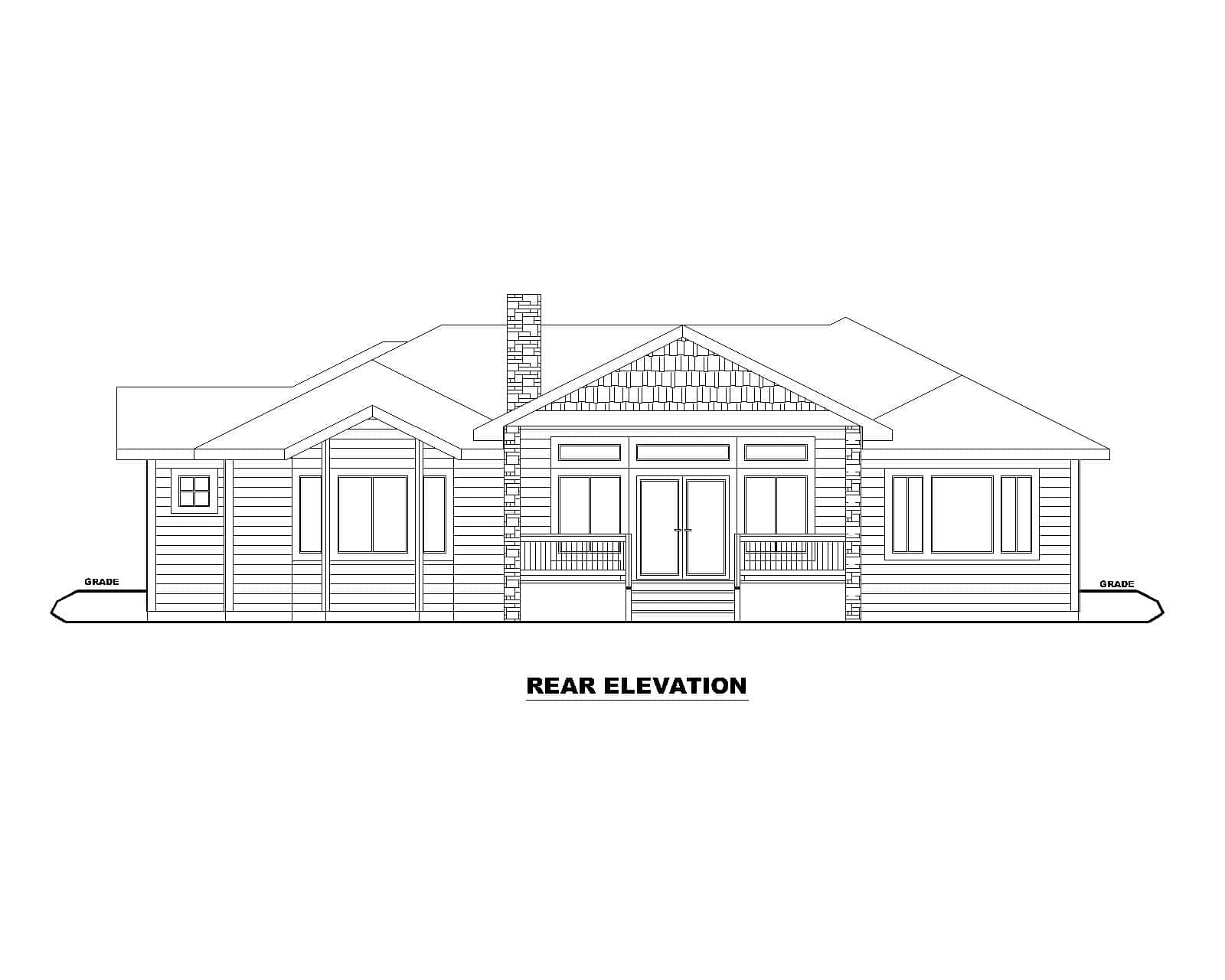 Home Plan Rear Elevation of this 2-Bedroom,2170 Sq Ft Plan -132-1772