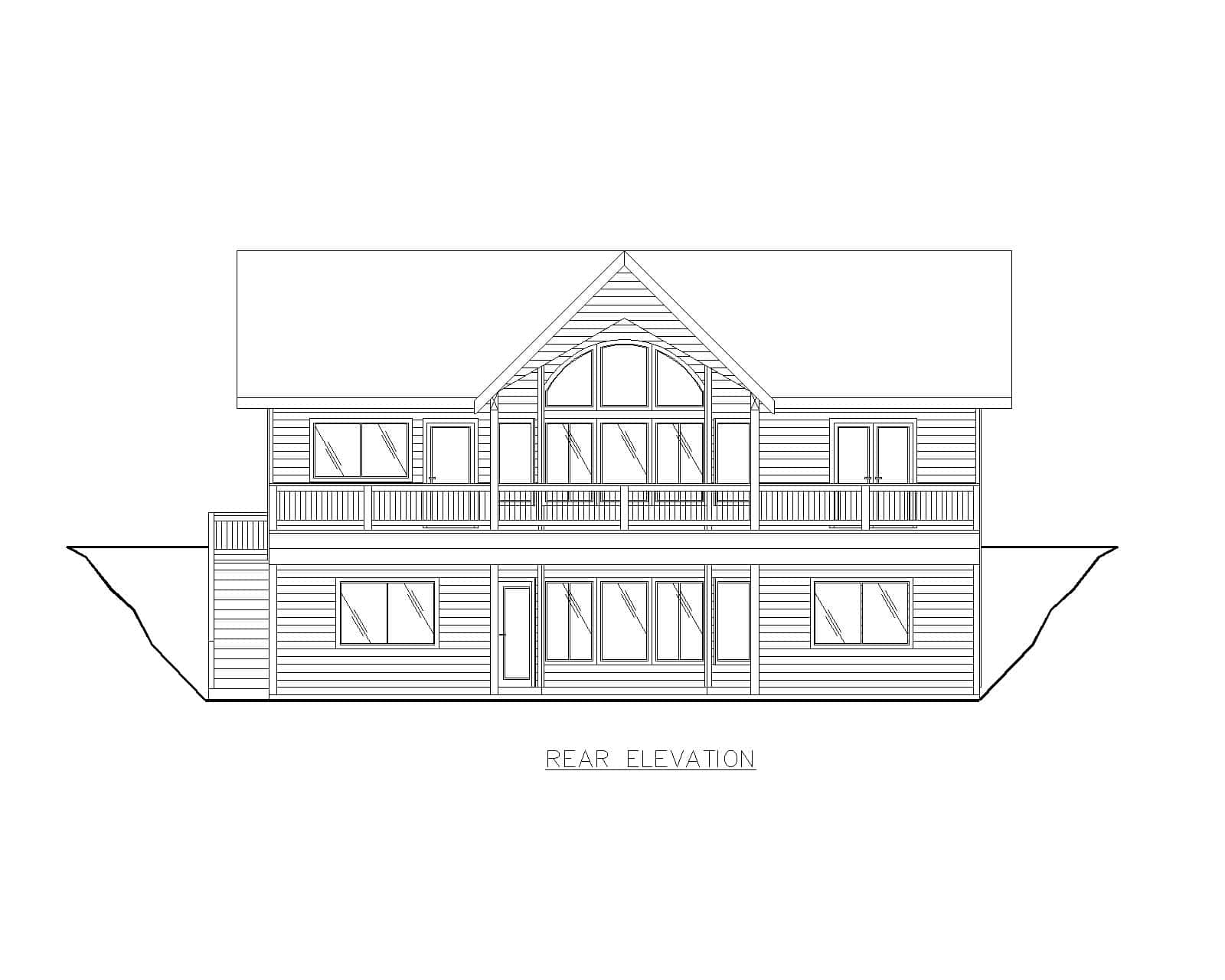 Home Plan Rear Elevation of this 5-Bedroom,2604 Sq Ft Plan -132-1774