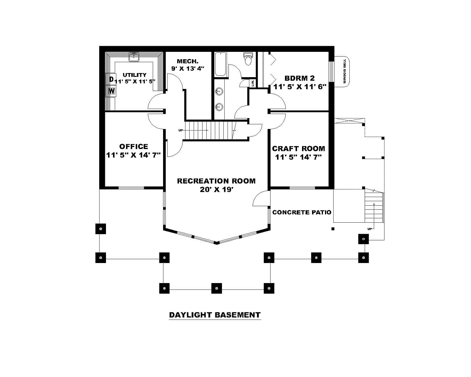 Basement of Craftsman Plan #132-1776