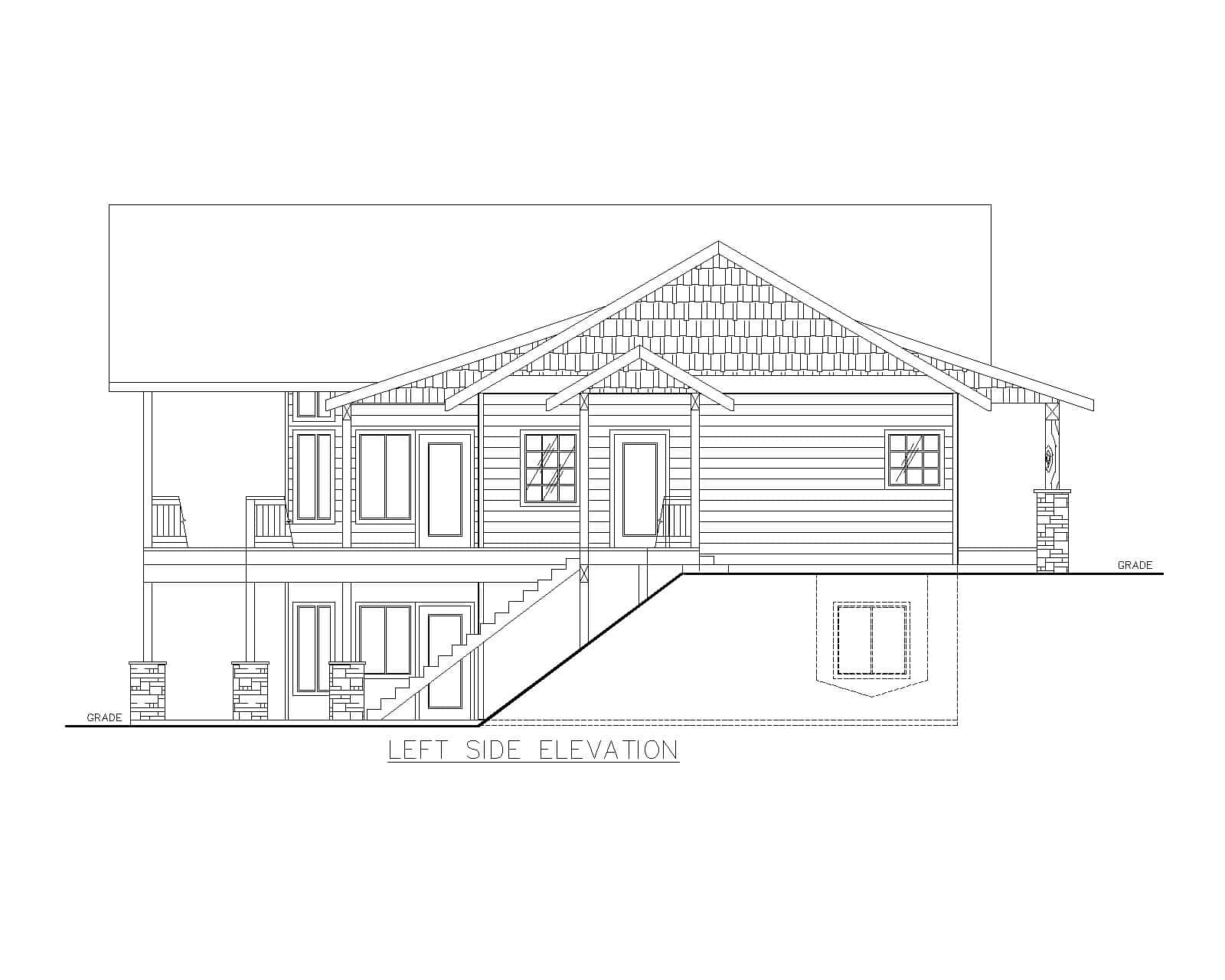 Home Plan Left Elevation of this 2-Bedroom,2972 Sq Ft Plan -132-1776