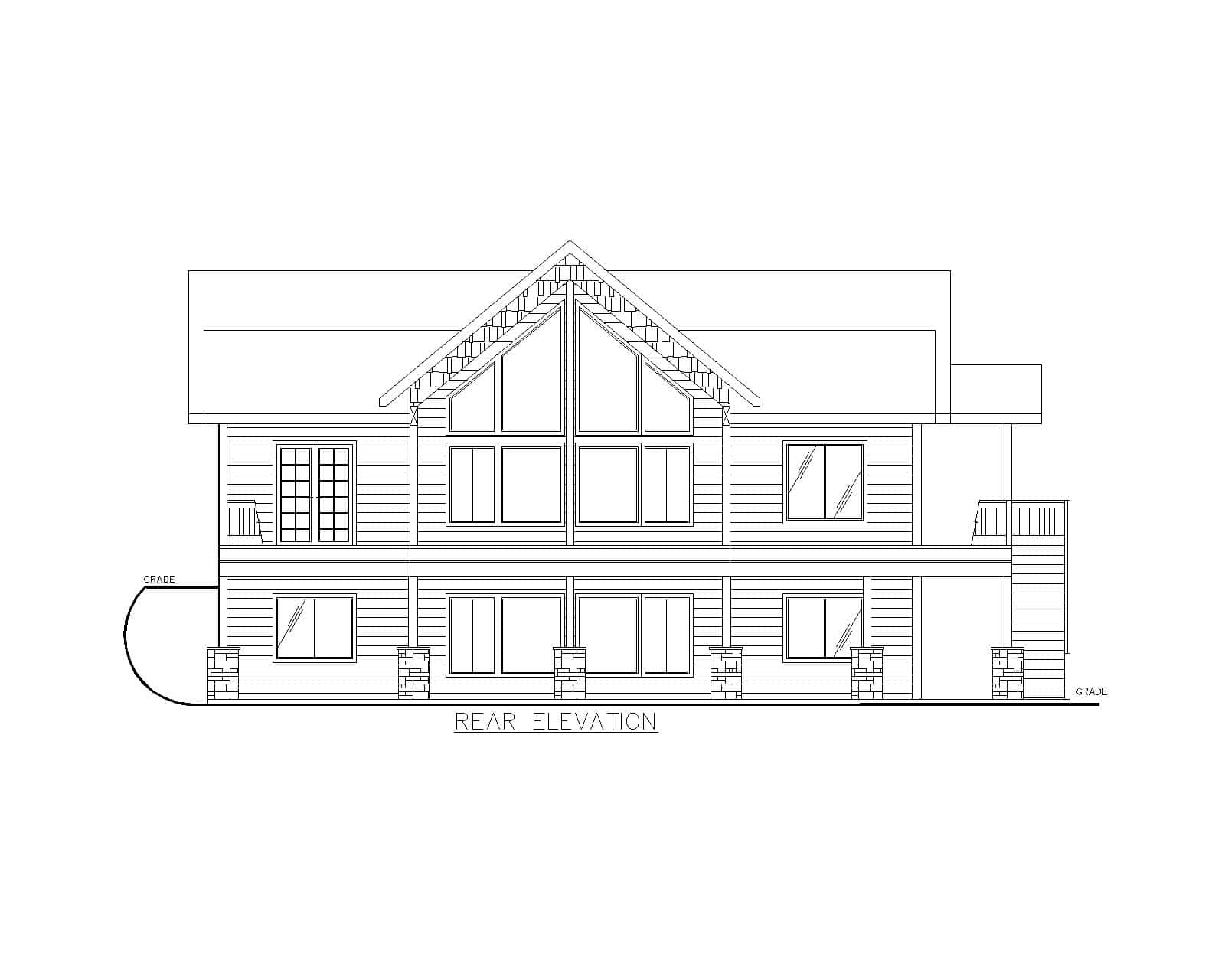 Home Plan Rear Elevation of this 2-Bedroom,2972 Sq Ft Plan -132-1776