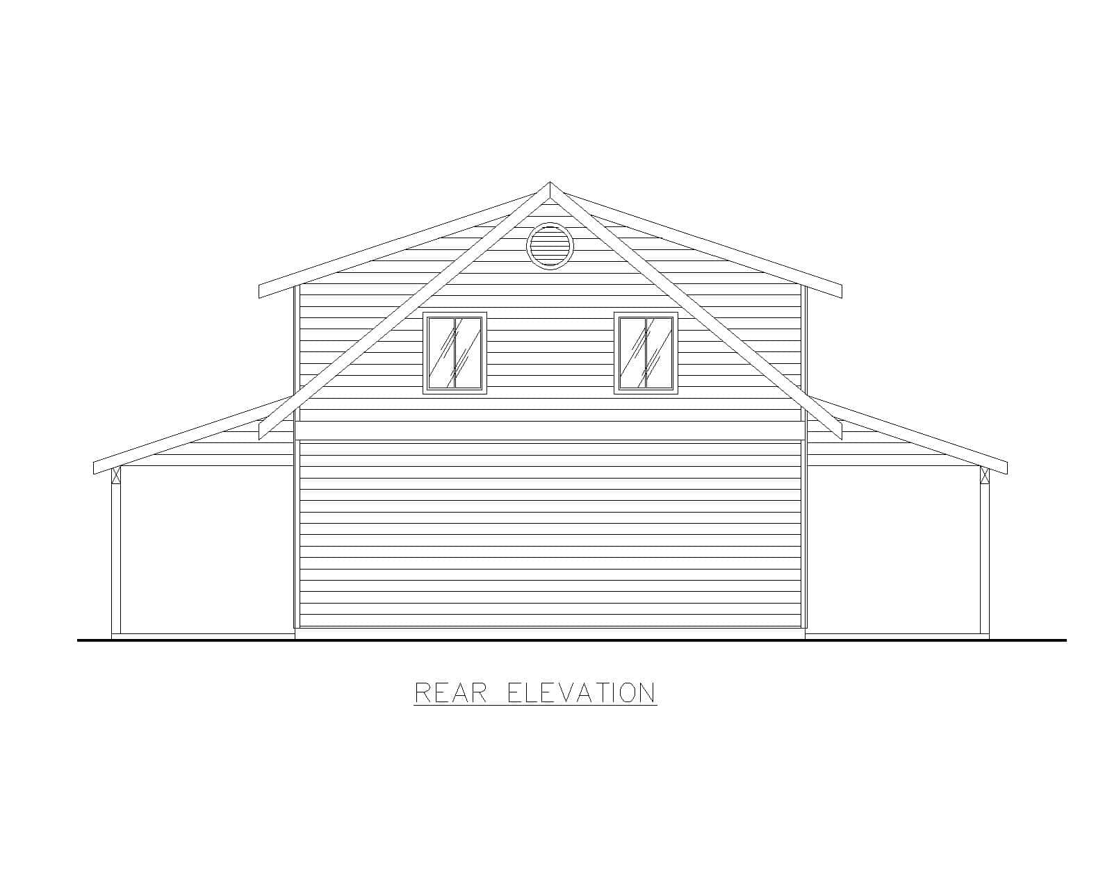 Home Plan Rear Elevation of this 1-Bedroom,854 Sq Ft Plan -132-1779