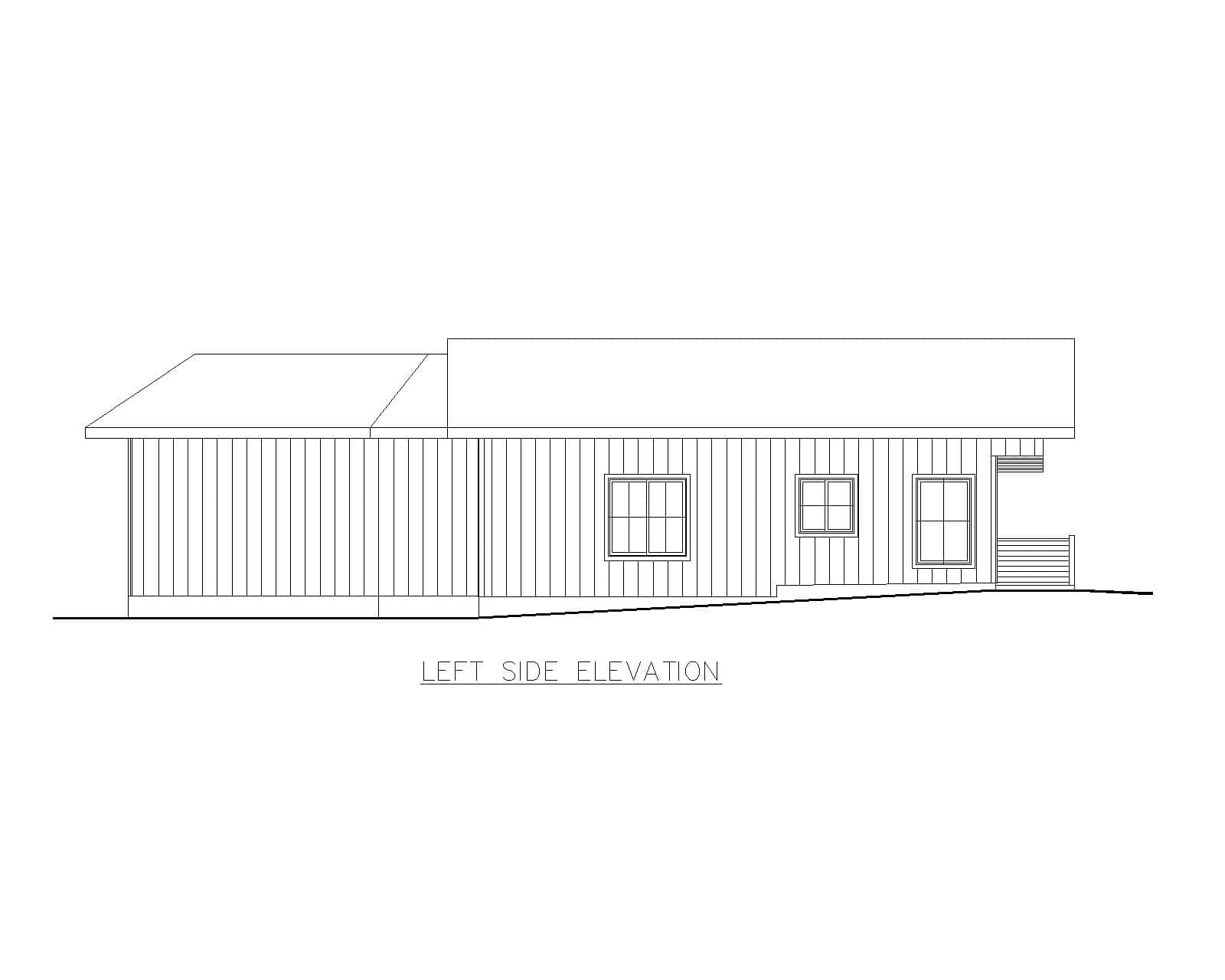 Home Plan Left Elevation of this 1-Bedroom,912 Sq Ft Plan -132-1780
