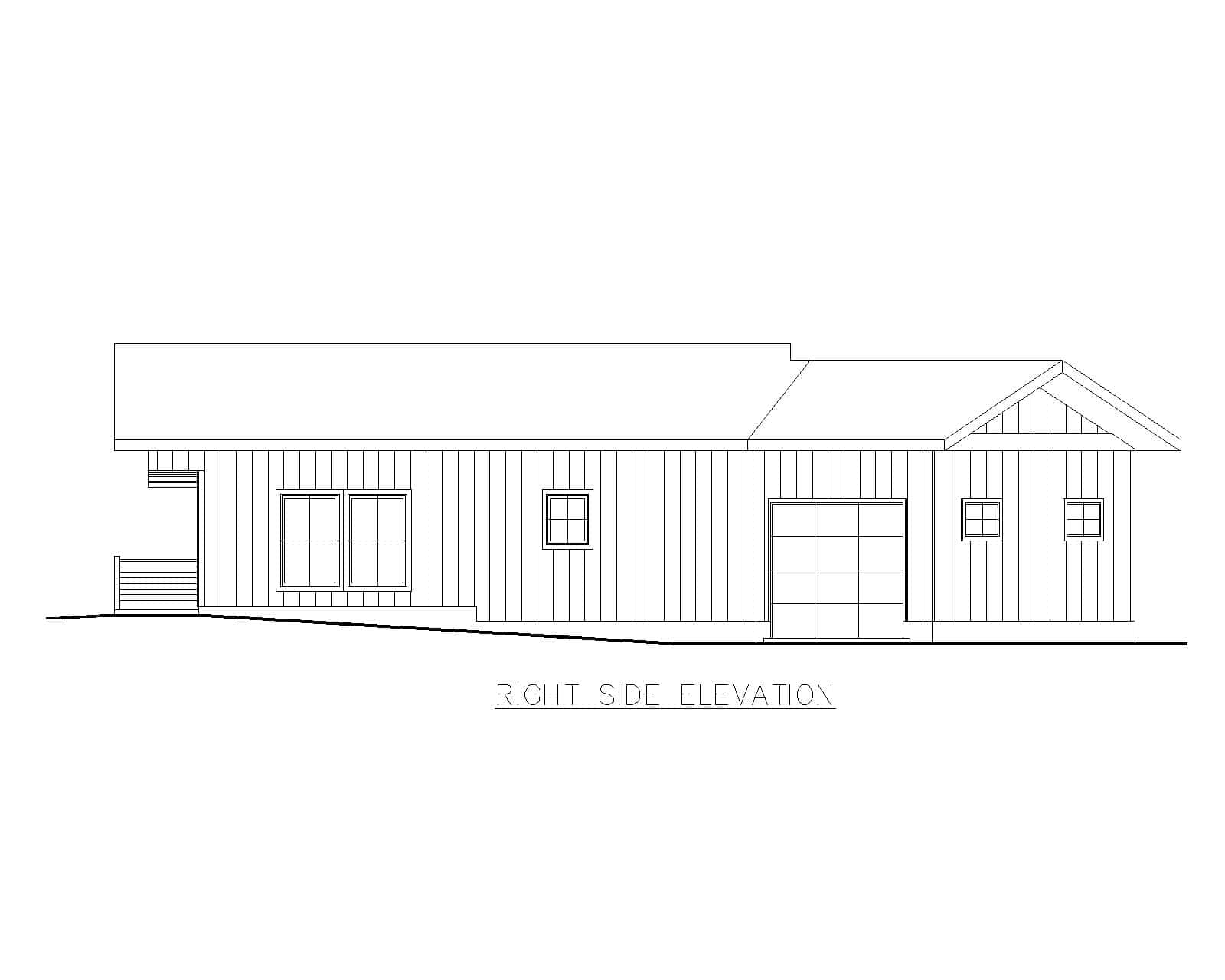 Home Plan Right Elevation of this 1-Bedroom,912 Sq Ft Plan -132-1780
