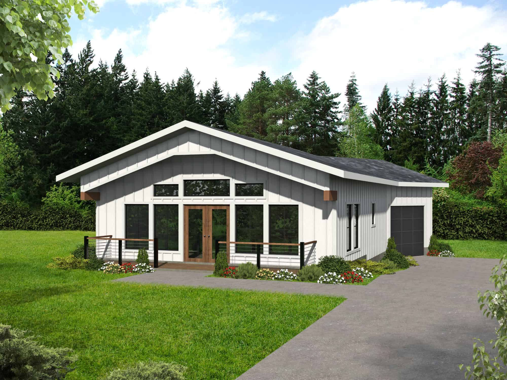 Front elevation of Garage w/Apartments home (ThePlanCollection: House Plan #132-1780)