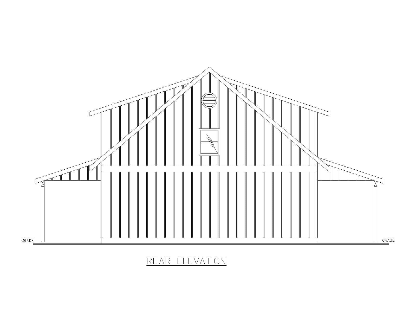 Home Plan Rear Elevation of this 2-Bedroom,1316 Sq Ft Plan -132-1783