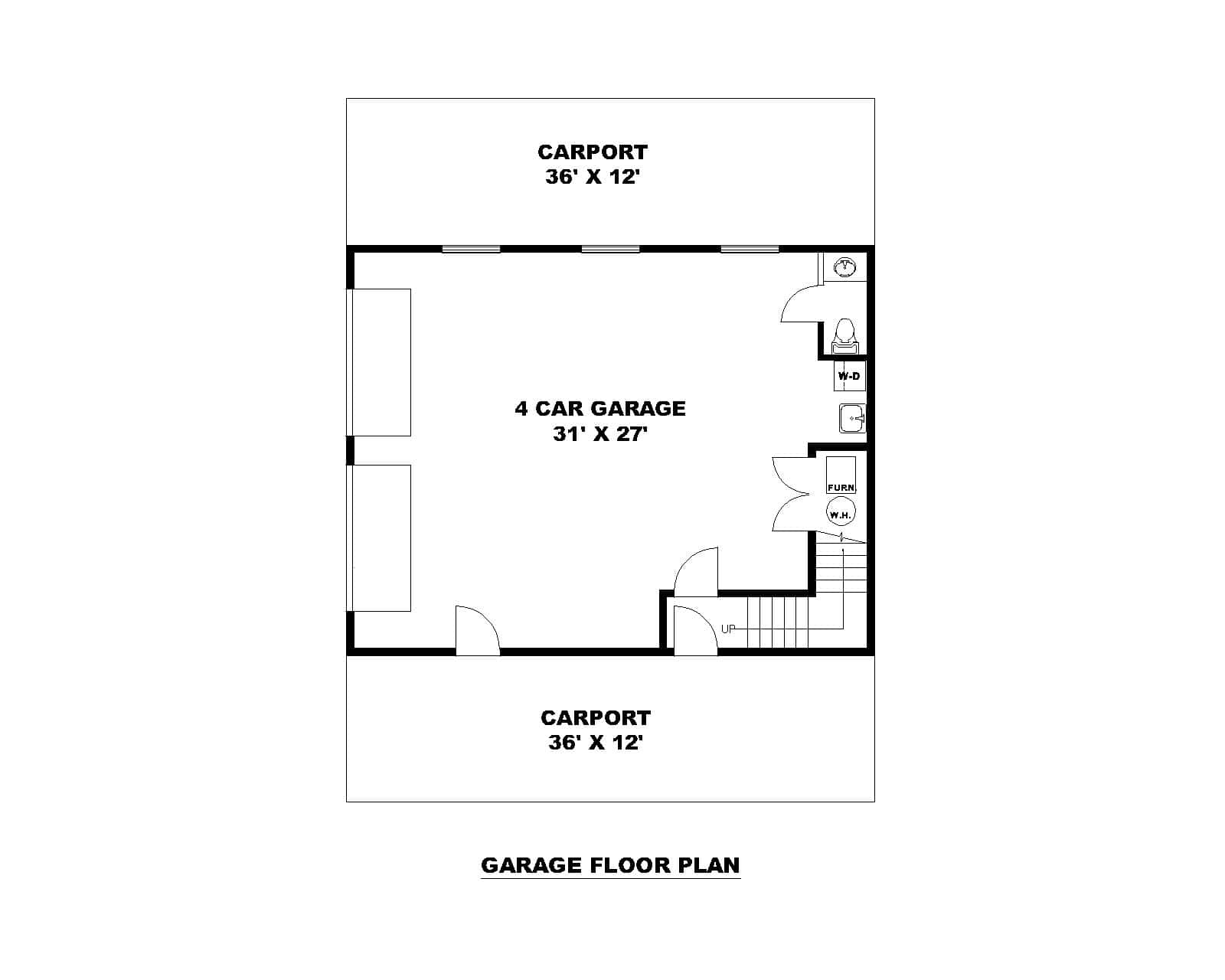 Main Level of Garage w/Apartments Plan #132-1785