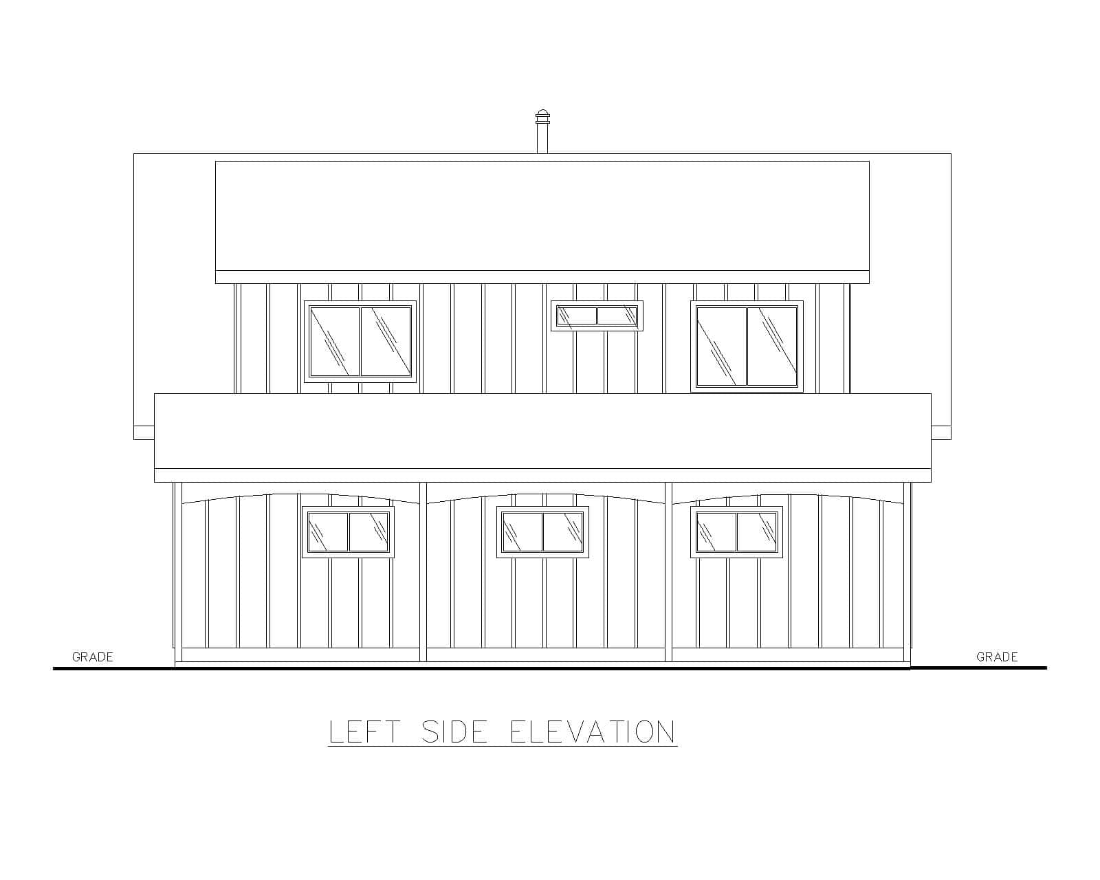 Home Plan Left Elevation of this 2-Bedroom,1078 Sq Ft Plan -132-1785