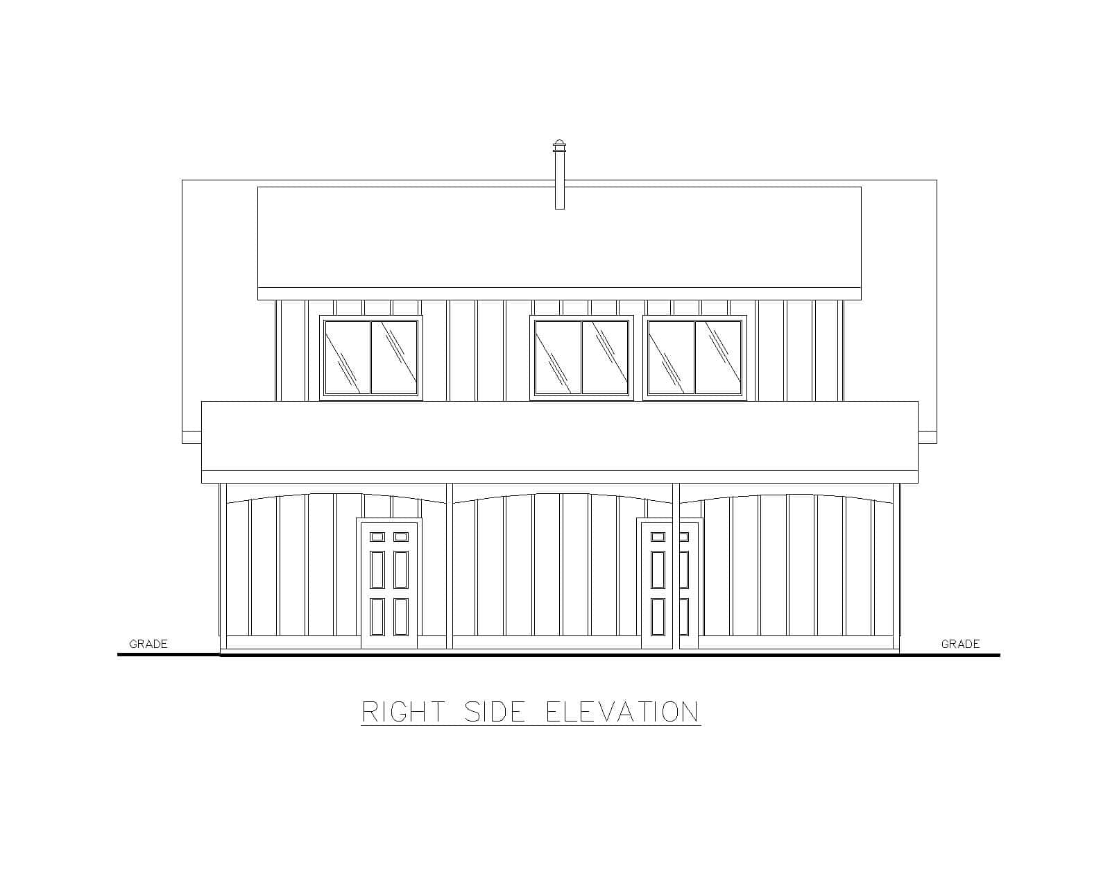 Home Plan Right Elevation of this 2-Bedroom,1078 Sq Ft Plan -132-1785