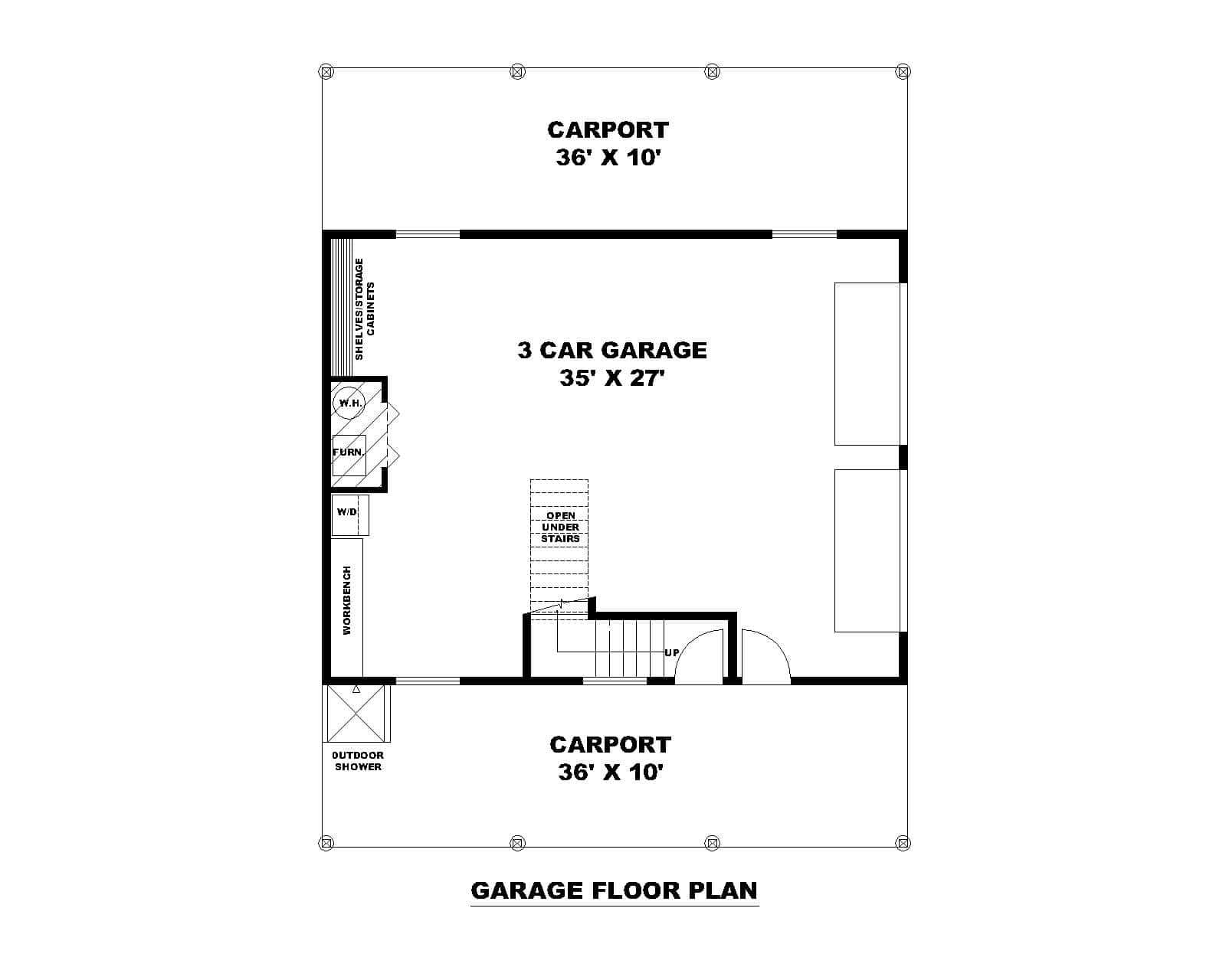 Main Level of Garage w/Apartments Plan #132-1787