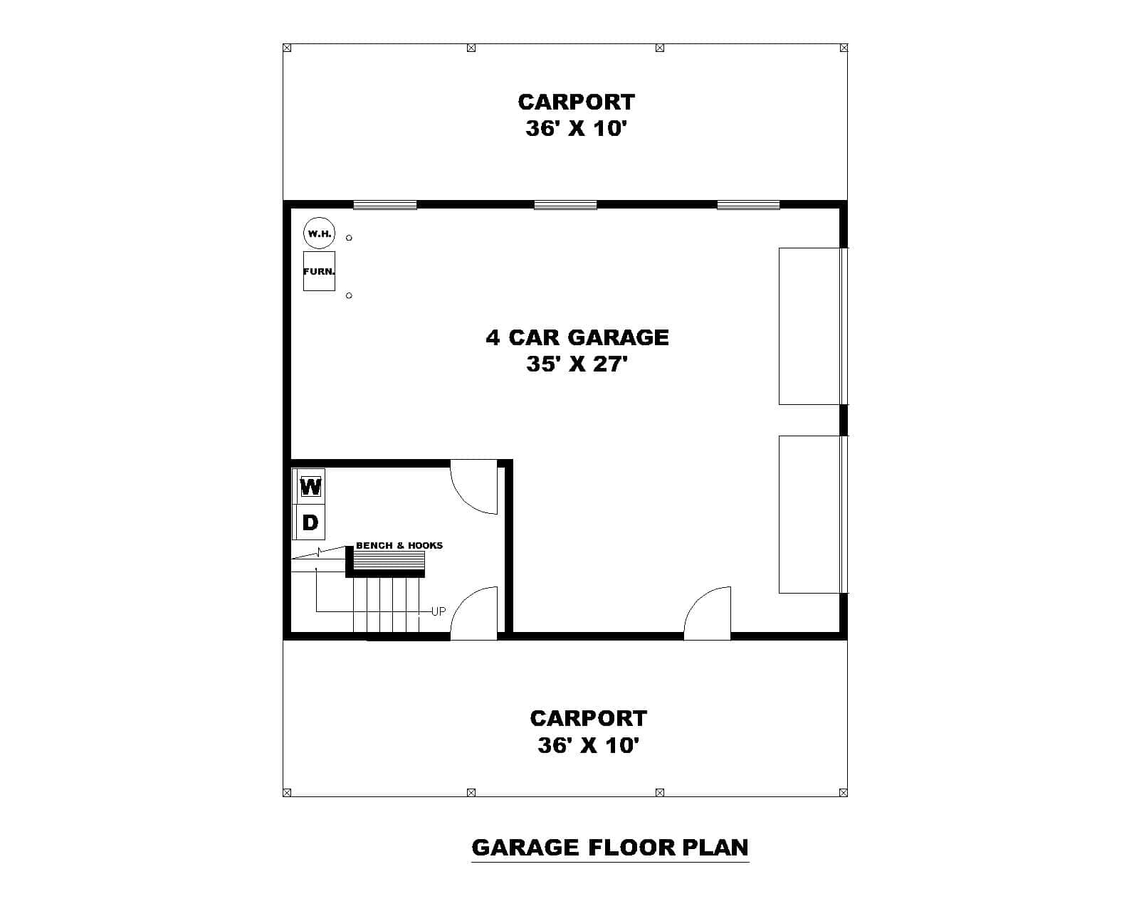 Main Level of Garage w/Apartments Plan #132-1791