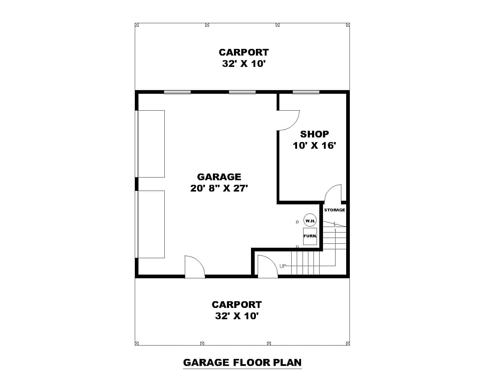 Main Level of Garage w/Apartments Plan #132-1794