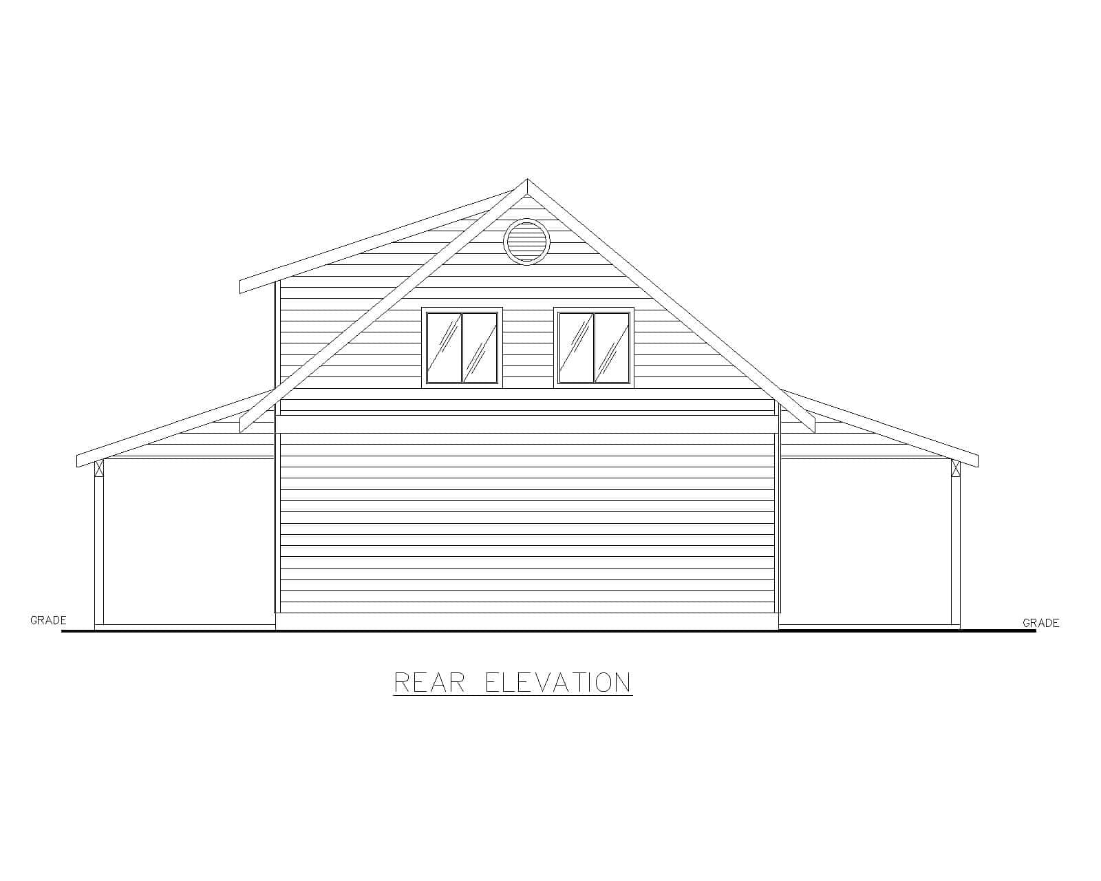 Home Plan Rear Elevation of this 1-Bedroom,967 Sq Ft Plan -132-1794
