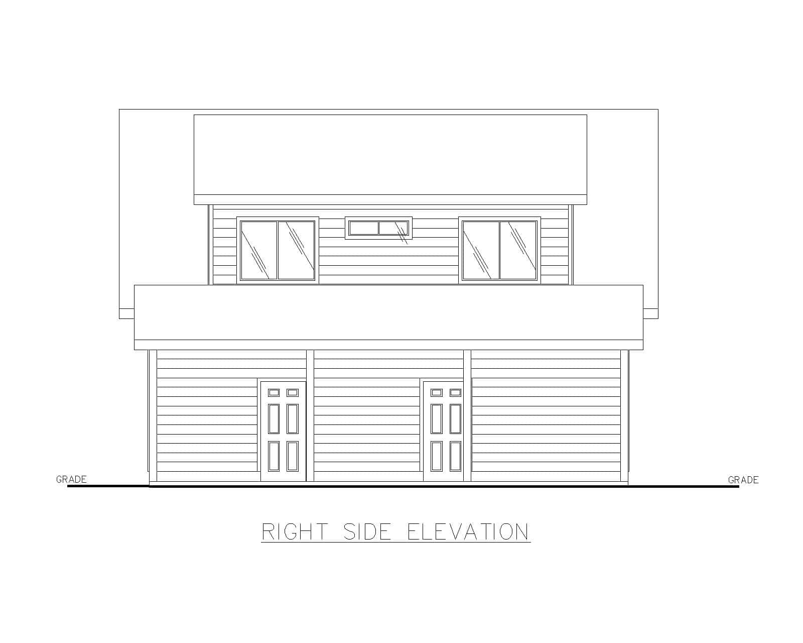Home Plan Right Elevation of this 1-Bedroom,967 Sq Ft Plan -132-1794