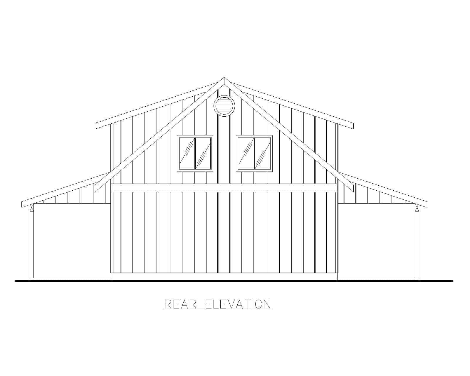 Home Plan Rear Elevation of this 0-Bedroom,1065 Sq Ft Plan -132-1795