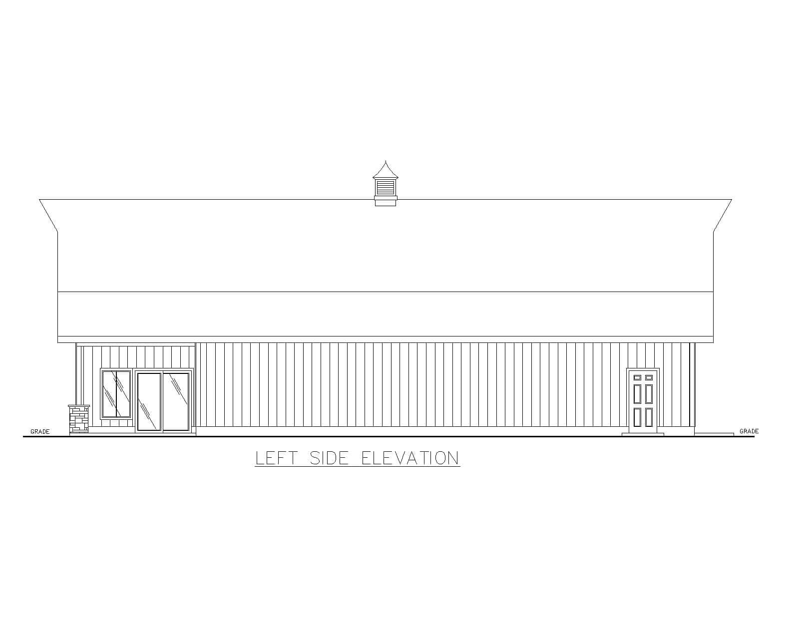 Home Plan Left Elevation of this 1-Bedroom,954 Sq Ft Plan -132-1796
