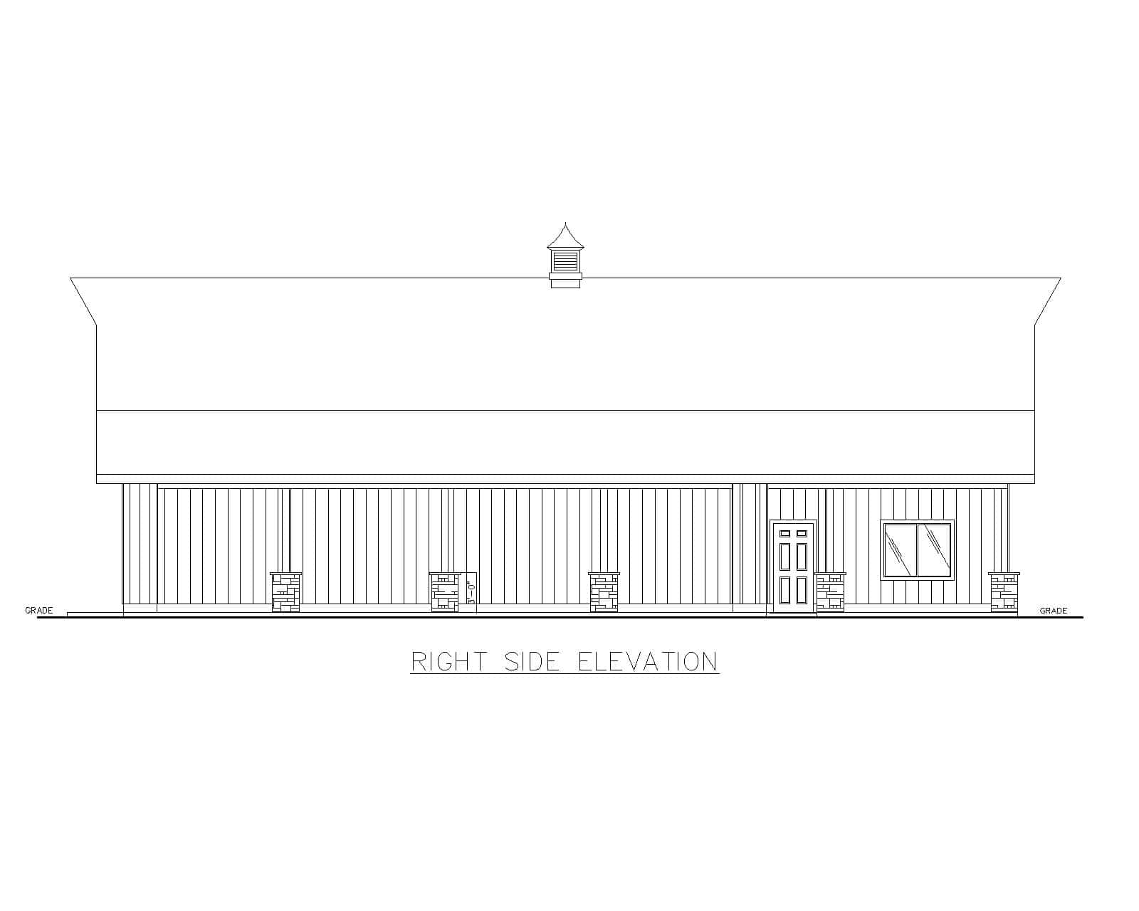 Home Plan Right Elevation of this 1-Bedroom,954 Sq Ft Plan -132-1796