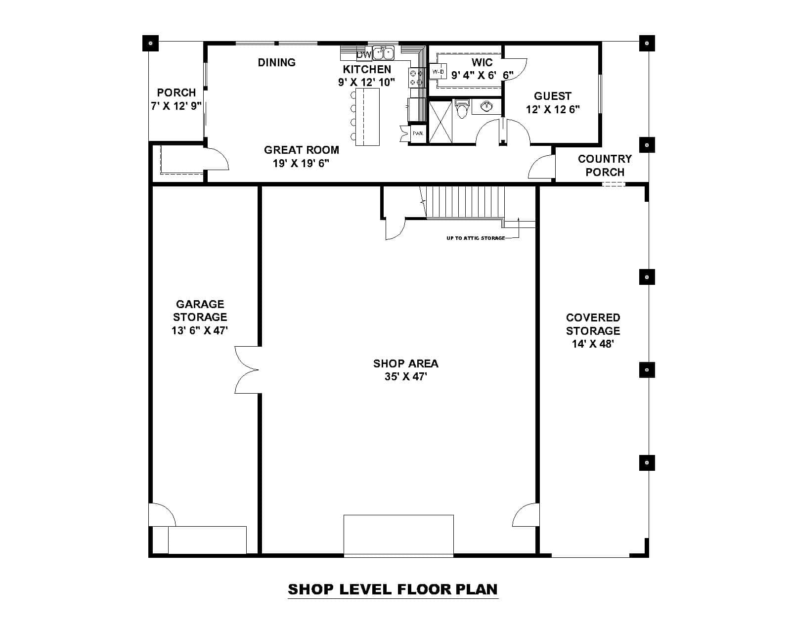 Main Level of Garage w/Apartments Plan #132-1796