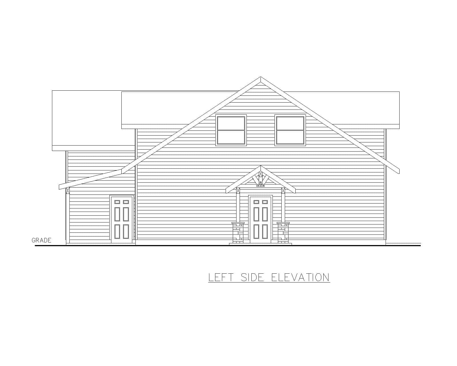 Home Plan Left Elevation of this 2-Bedroom,1169 Sq Ft Plan -132-1799