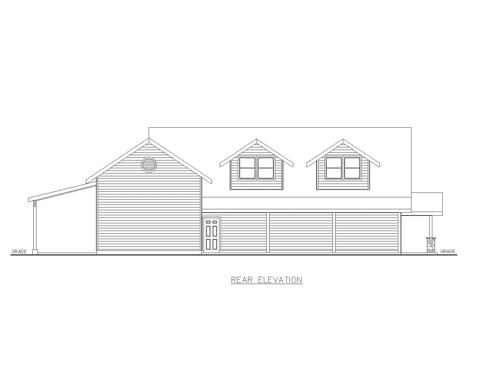 Home Plan Rear Elevation of this 2-Bedroom,1169 Sq Ft Plan -132-1799